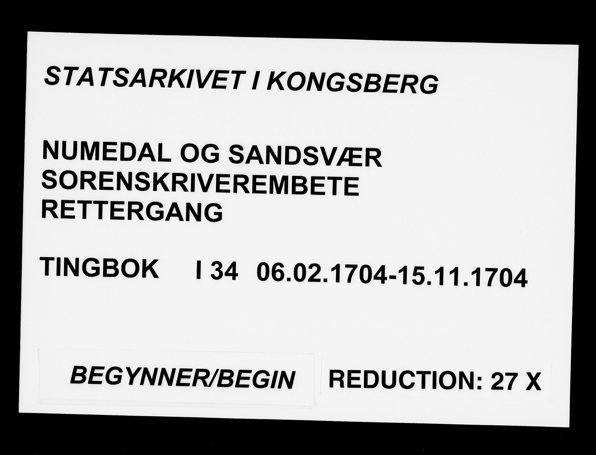 Numedal og Sandsvær sorenskriveri, SAKO/A-128/F/Fa/Faa/L0034: Tingbøker, 1704