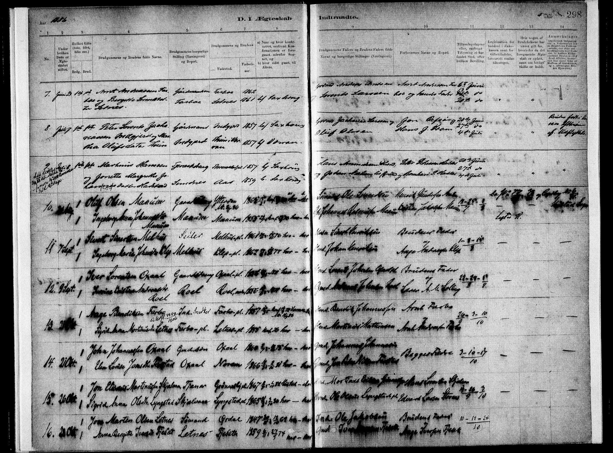 Ministerialprotokoller, klokkerbøker og fødselsregistre - Nord-Trøndelag, SAT/A-1458/730/L0285: Ministerialbok nr. 730A10, 1879-1914, s. 298