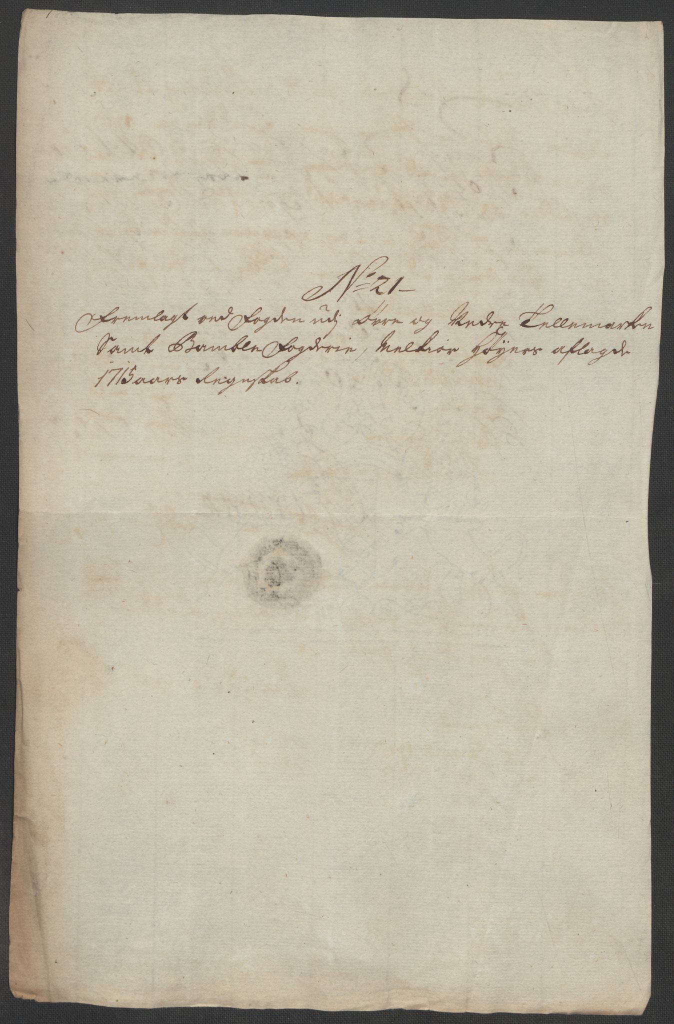 Rentekammeret inntil 1814, Reviderte regnskaper, Fogderegnskap, RA/EA-4092/R36/L2127: Fogderegnskap Øvre og Nedre Telemark og Bamble, 1715, s. 244