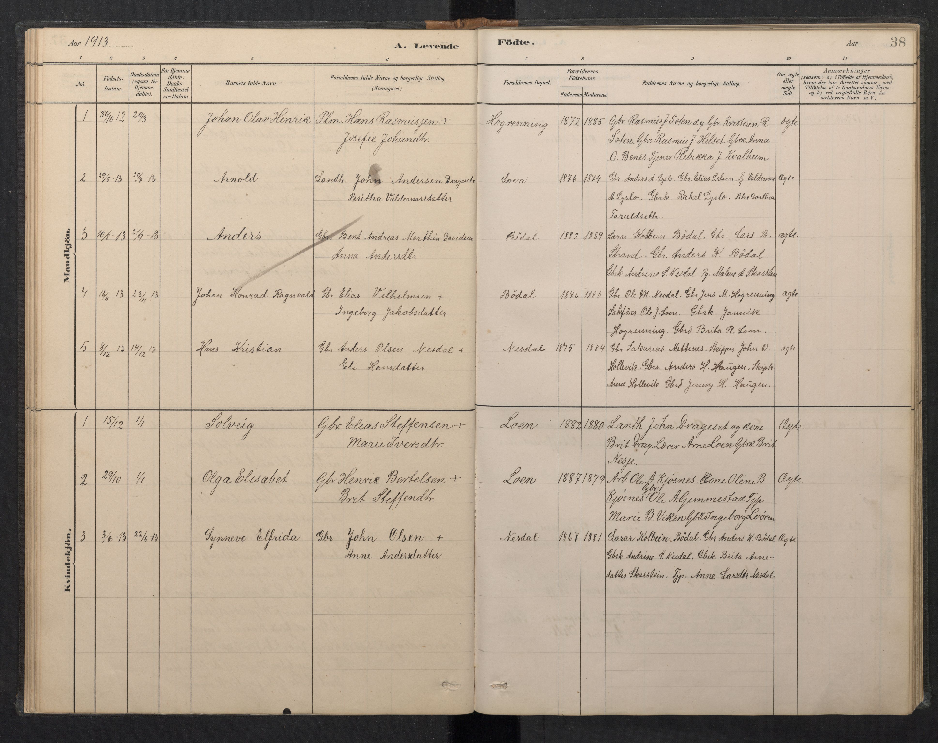 Stryn Sokneprestembete, AV/SAB-A-82501: Klokkerbok nr. B 3, 1881-1918, s. 37b-38a