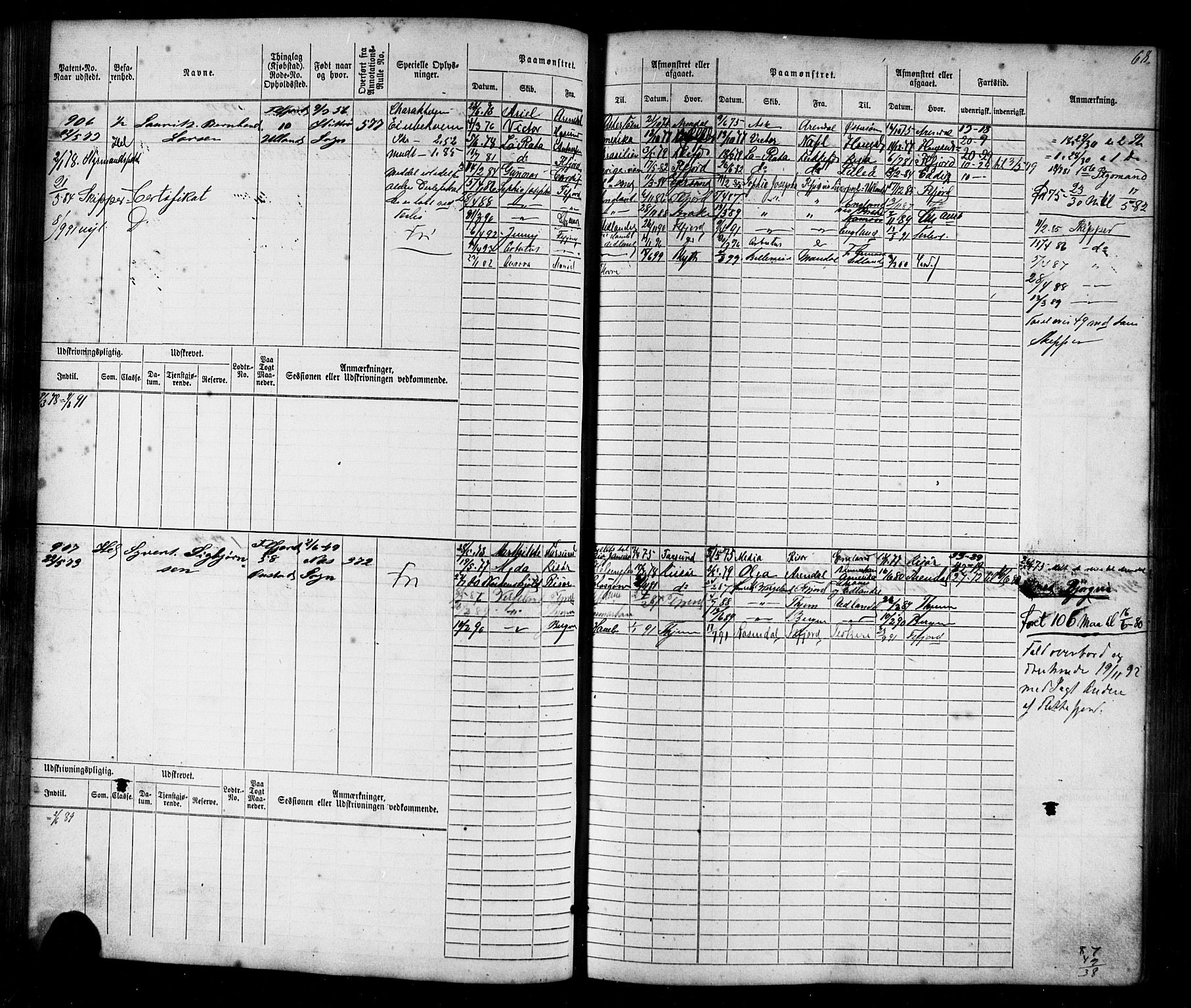 Flekkefjord mønstringskrets, SAK/2031-0018/F/Fb/L0009: Hovedrulle nr 771-1533, Æ-6, 1868-1900, s. 71