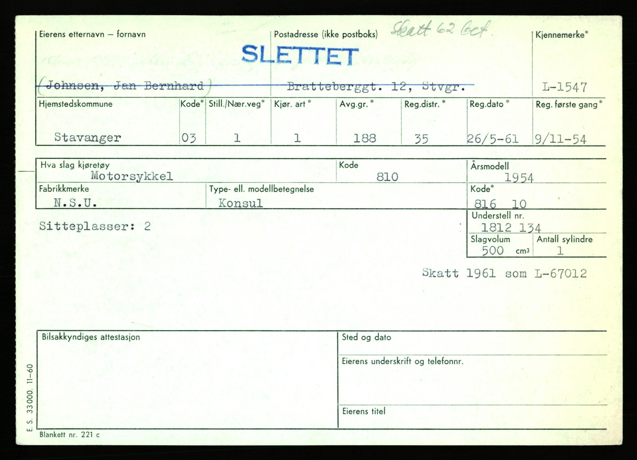 Stavanger trafikkstasjon, AV/SAST-A-101942/0/F/L0005: L-1350 - L-1699, 1930-1971, s. 1299