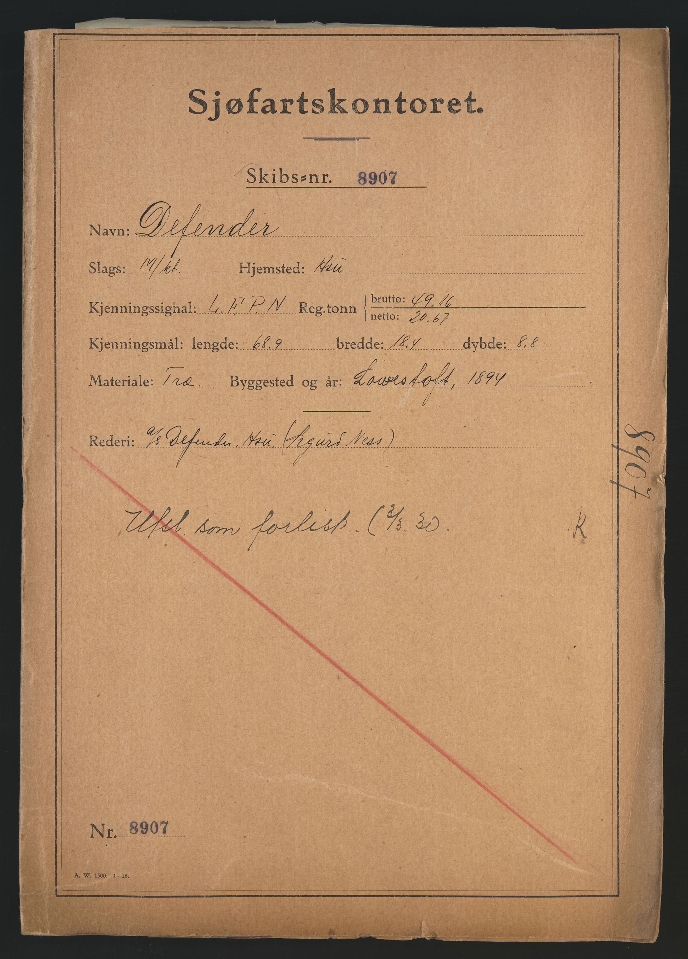 Sjøfartsdirektoratet med forløpere, skipsmapper slettede skip, AV/RA-S-4998/F/Fa/L0235: --, 1847-1930, s. 360