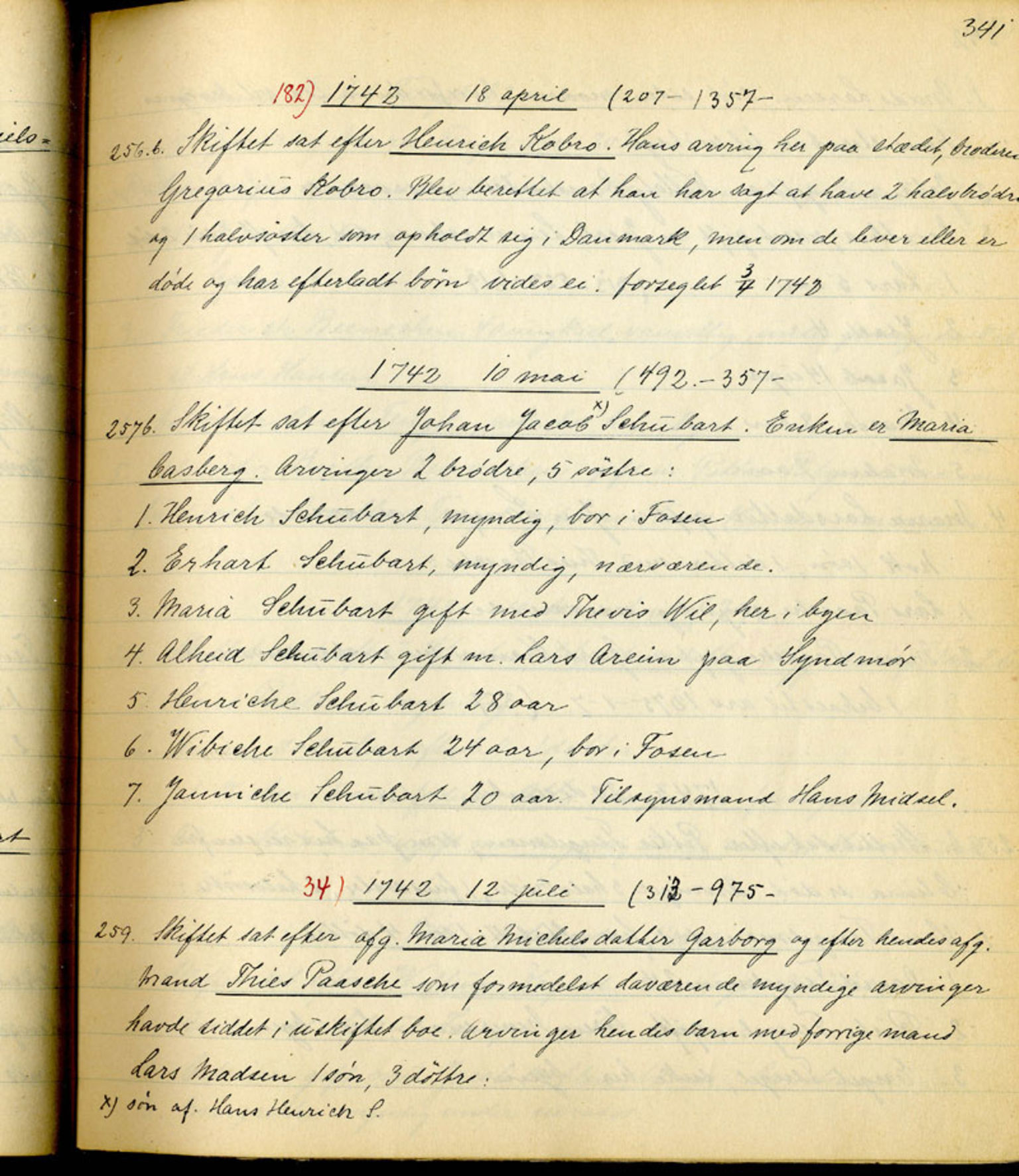 Sollied, Olaf og Thora - samlinger, AV/SAB-SAB/DA-0401/01/L0010/0002: Skifte: Utdrag av skifteprotokoller / 93 Skifteprotokoller: utdrag, 1740-1759, s. 341