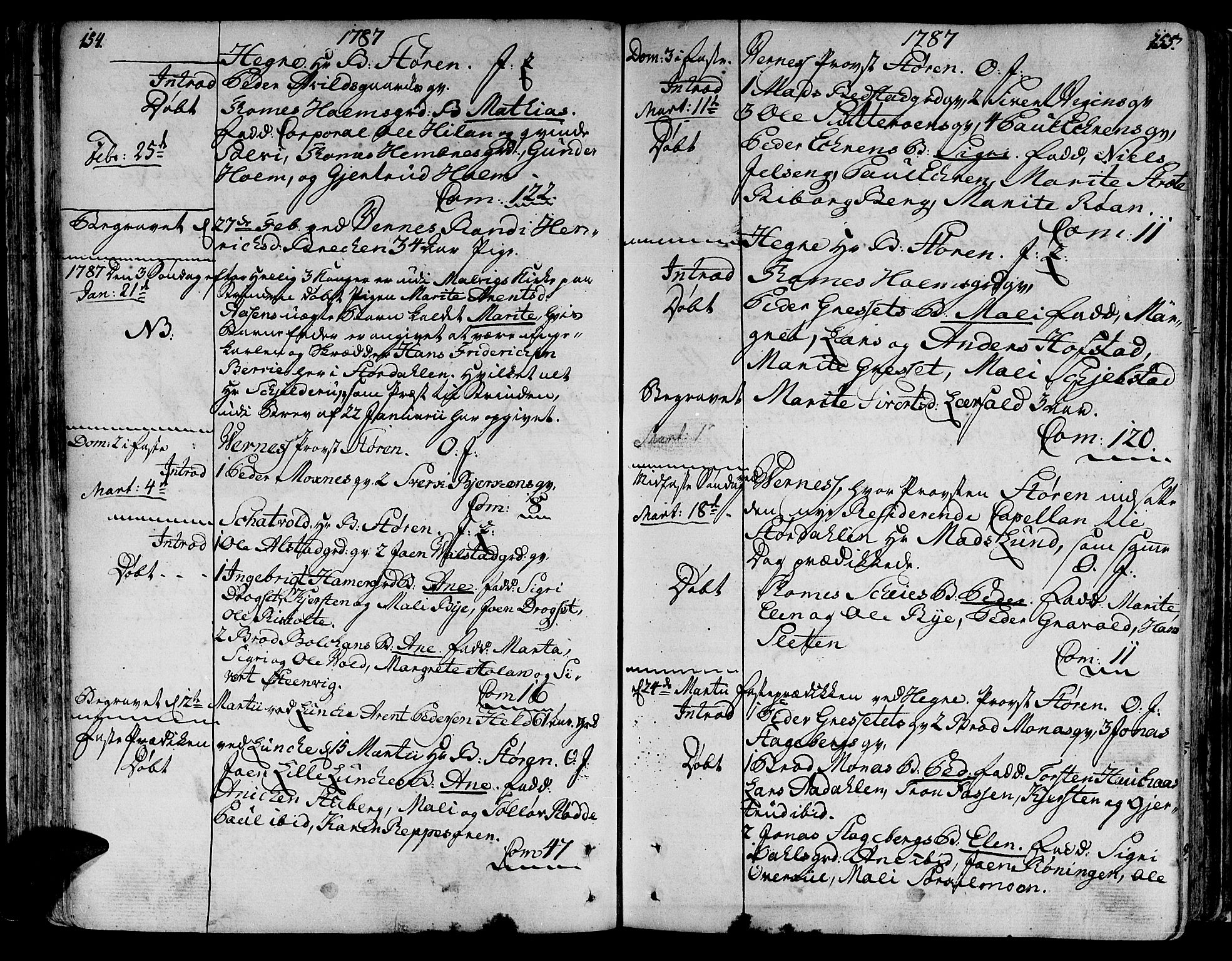 Ministerialprotokoller, klokkerbøker og fødselsregistre - Nord-Trøndelag, SAT/A-1458/709/L0059: Ministerialbok nr. 709A06, 1781-1797, s. 154-155