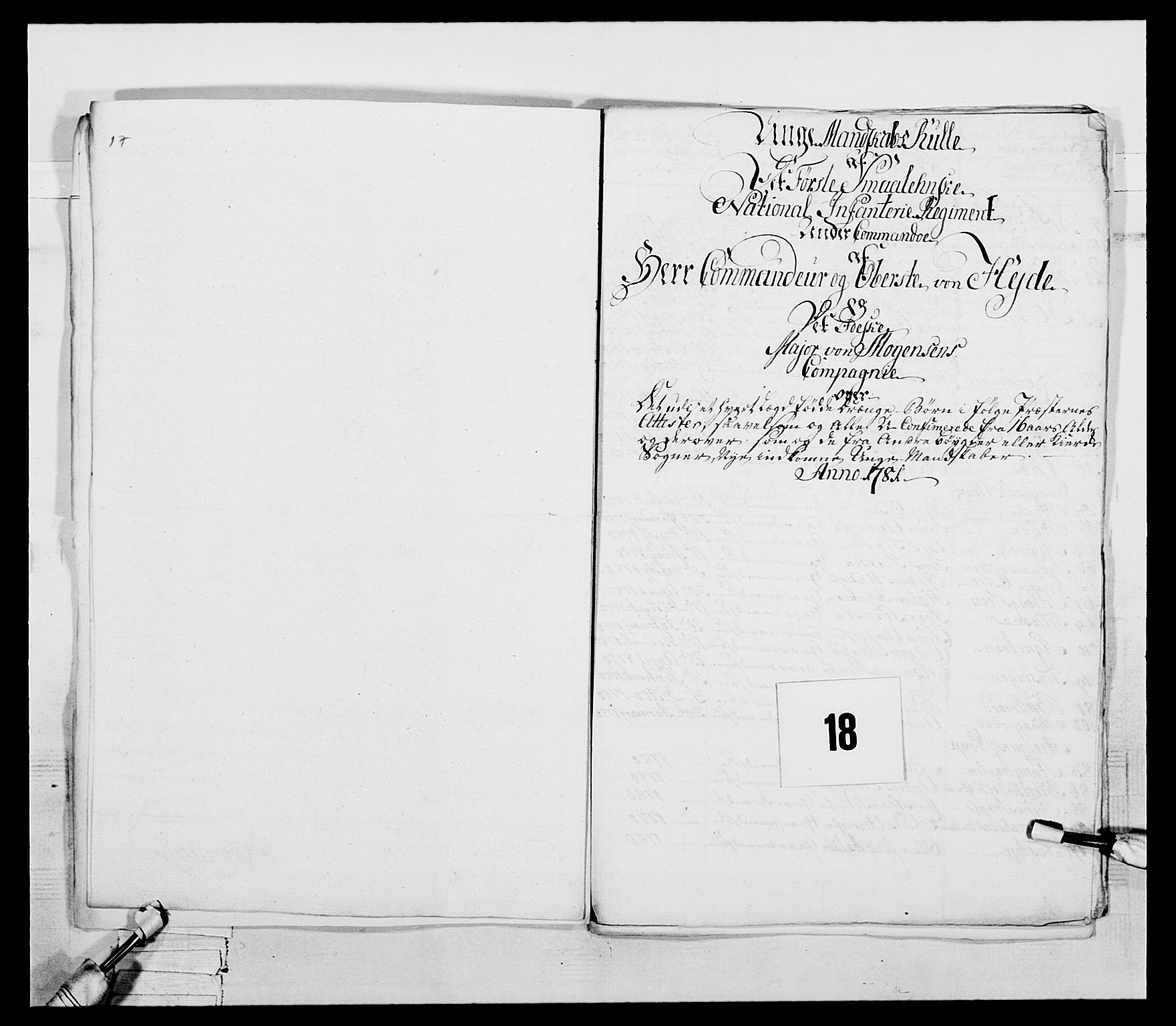 Generalitets- og kommissariatskollegiet, Det kongelige norske kommissariatskollegium, AV/RA-EA-5420/E/Eh/L0052: 1. Smålenske nasjonale infanteriregiment, 1774-1789, s. 148