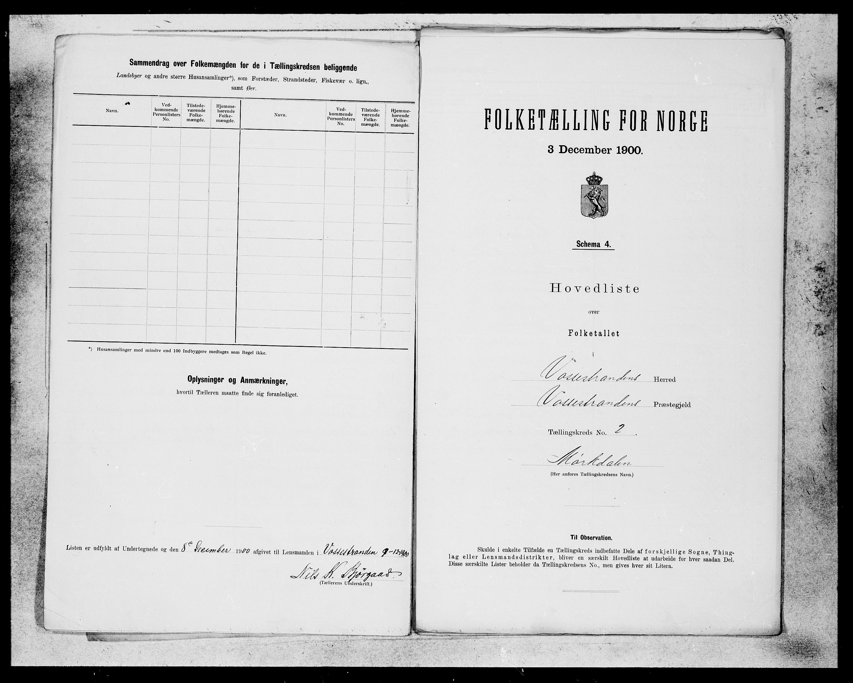 SAB, Folketelling 1900 for 1236 Vossestrand herred, 1900, s. 3