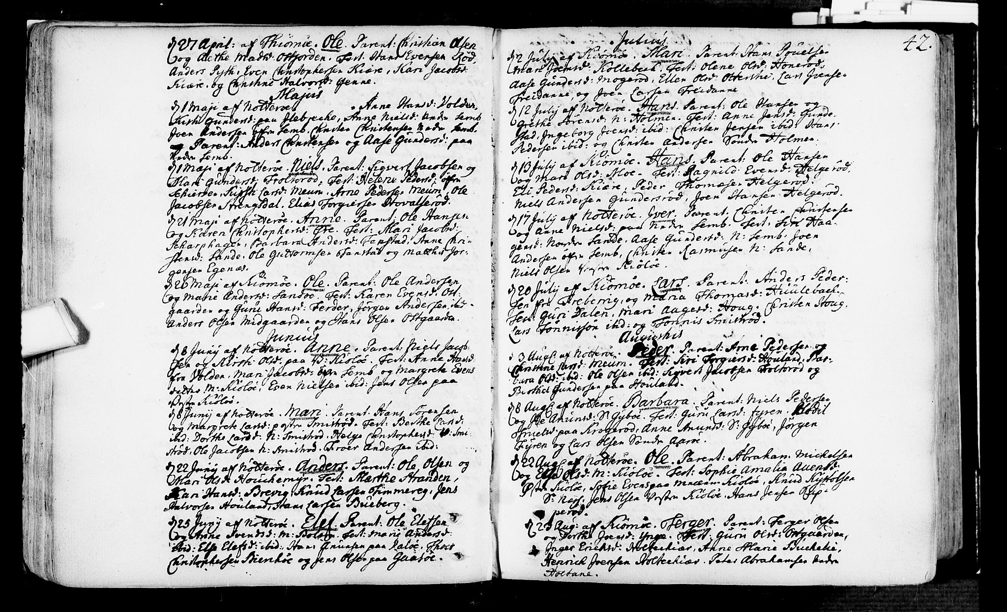Nøtterøy kirkebøker, AV/SAKO-A-354/F/Fa/L0002: Ministerialbok nr. I 2, 1738-1790, s. 42
