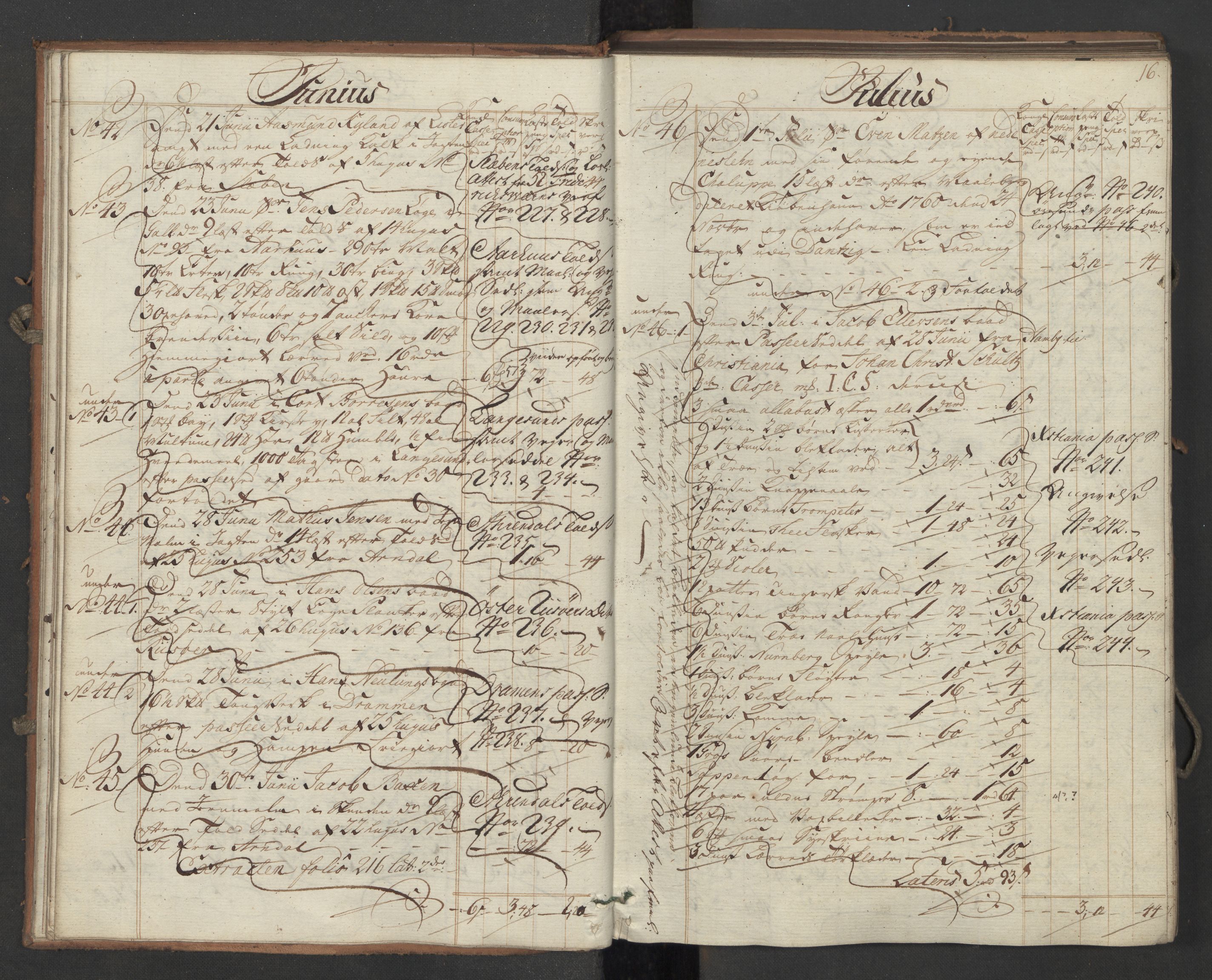Generaltollkammeret, tollregnskaper, AV/RA-EA-5490/R11/L0038/0001: Tollregnskaper Larvik og Sandefjord / Inngående hovedtollbok, 1762, s. 15b-16a