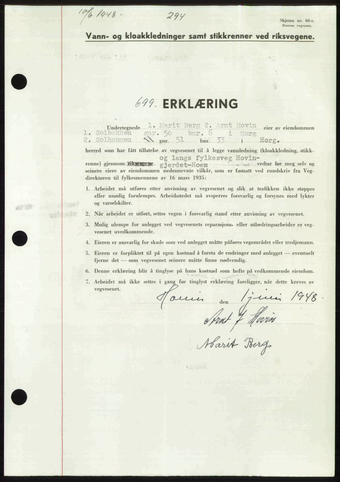Gauldal sorenskriveri, SAT/A-0014/1/2/2C: Pantebok nr. A6, 1948-1948, Dagboknr: 699/1948