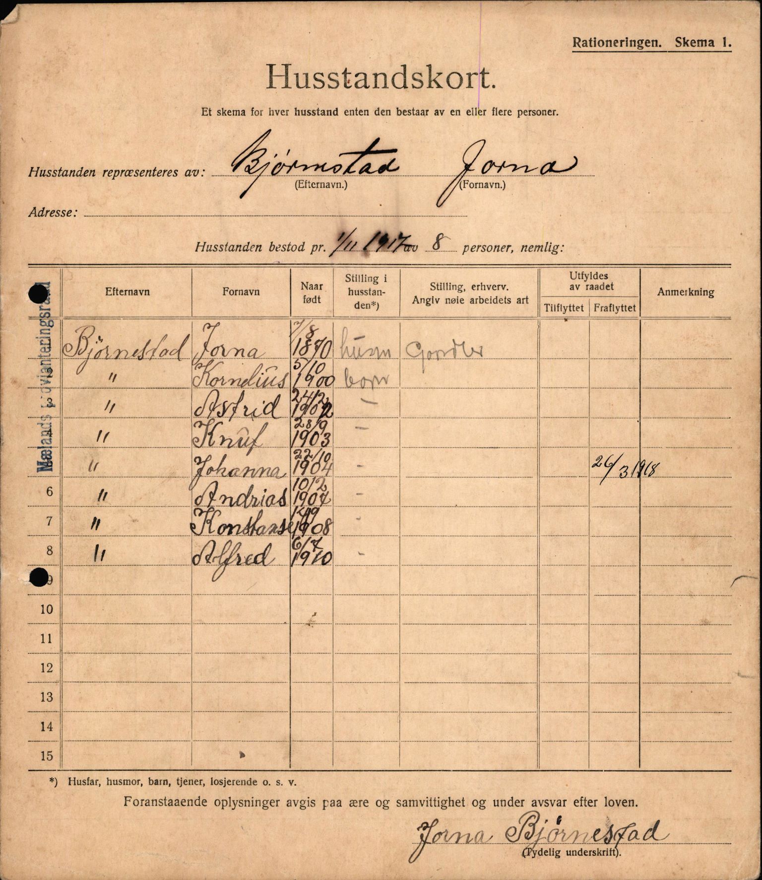 IKAH, Meland kommune, Provianteringsrådet, Husstander per 01.11.1917, 1917-1918, s. 83