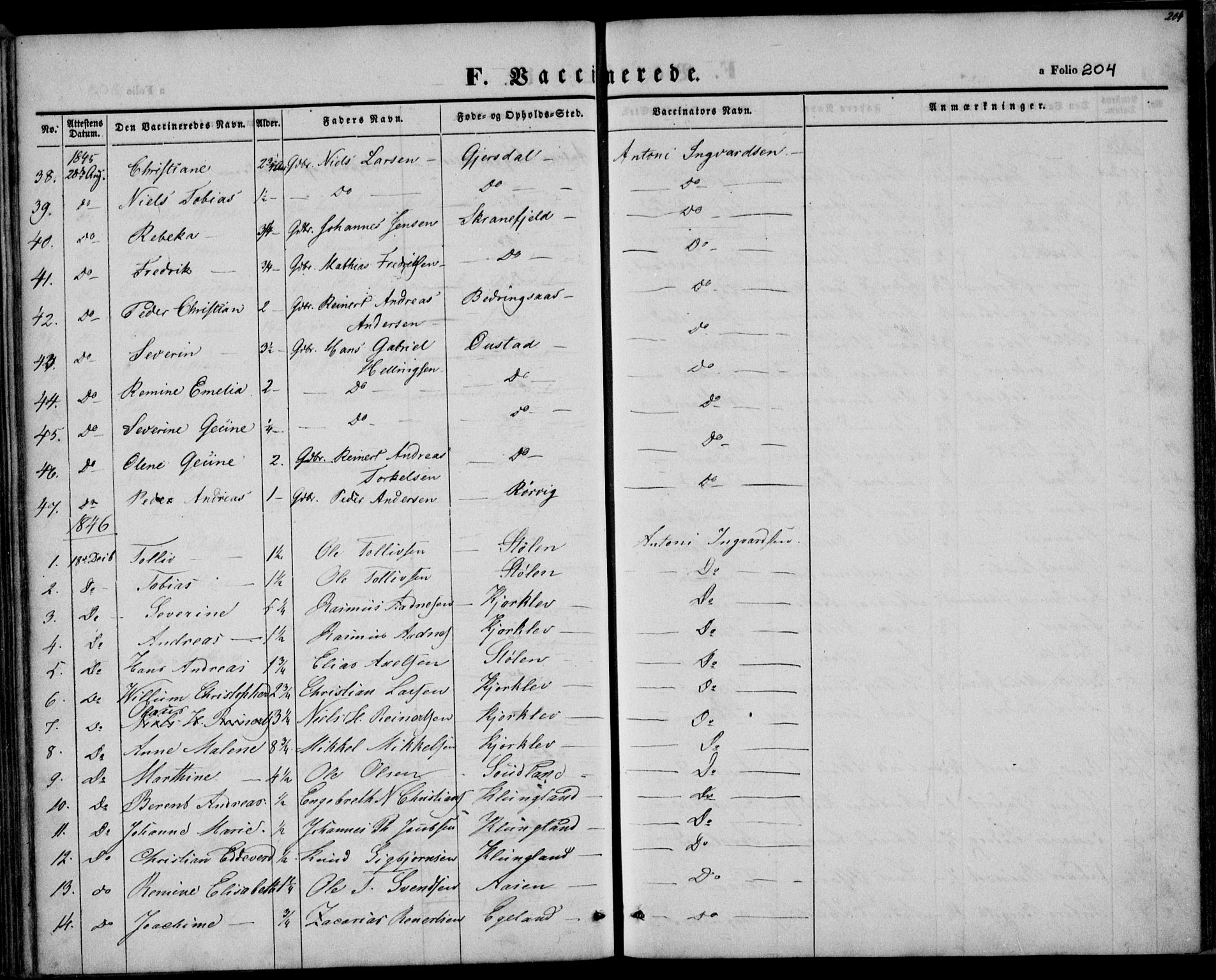 Herad sokneprestkontor, AV/SAK-1111-0018/F/Fa/Faa/L0004: Ministerialbok nr. A 4, 1844-1853, s. 204