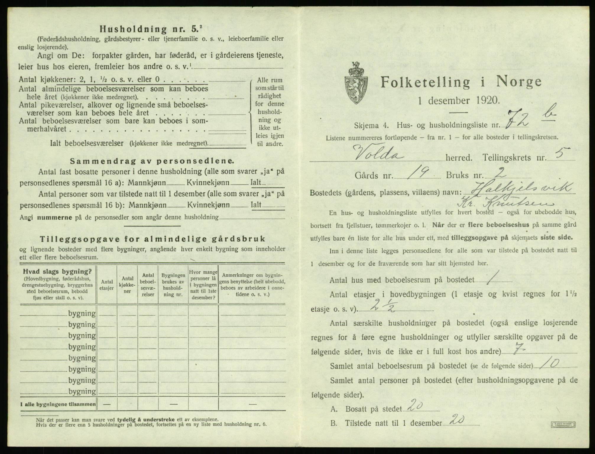 SAT, Folketelling 1920 for 1519 Volda herred, 1920, s. 508