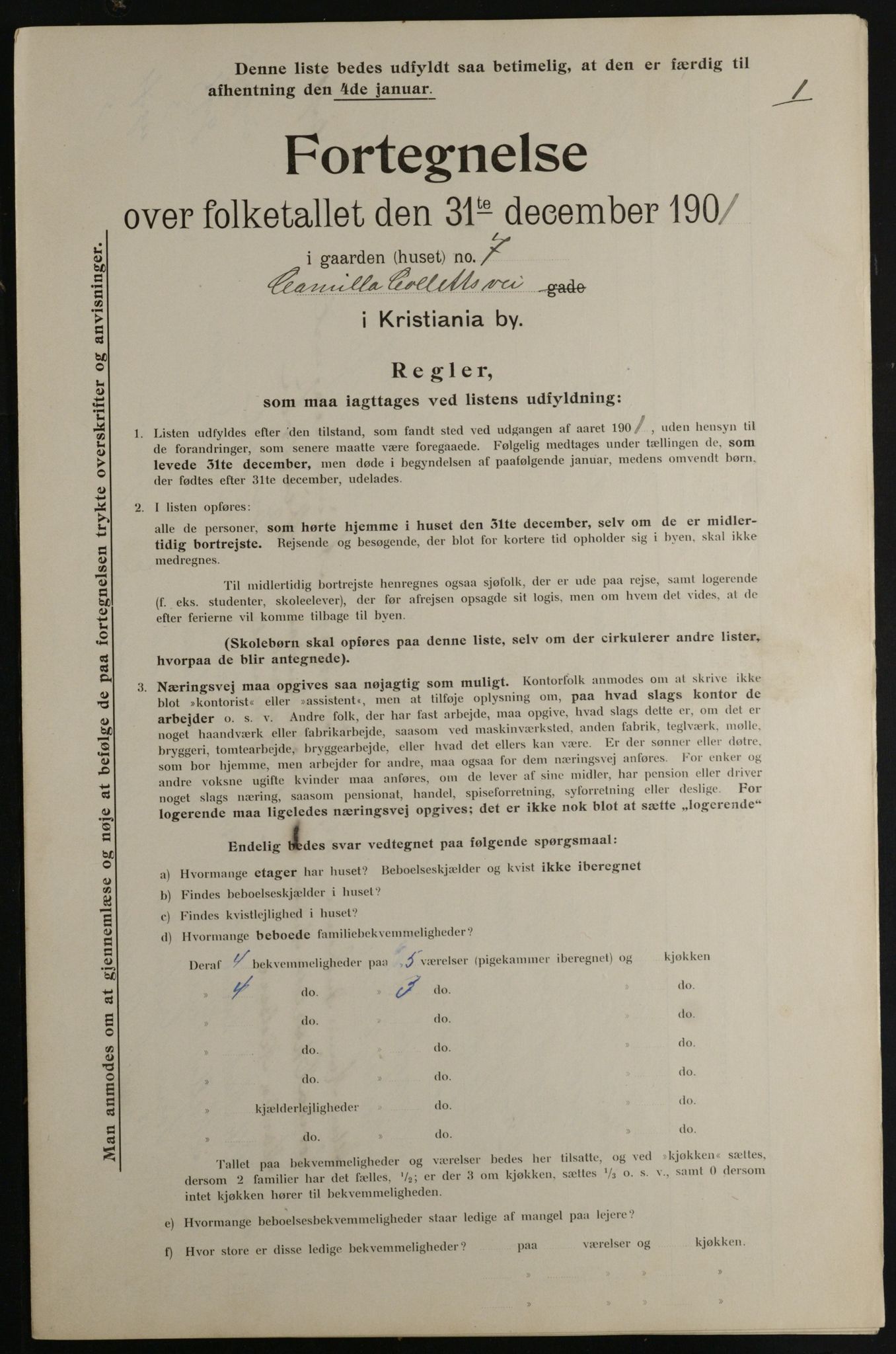 OBA, Kommunal folketelling 31.12.1901 for Kristiania kjøpstad, 1901, s. 1907