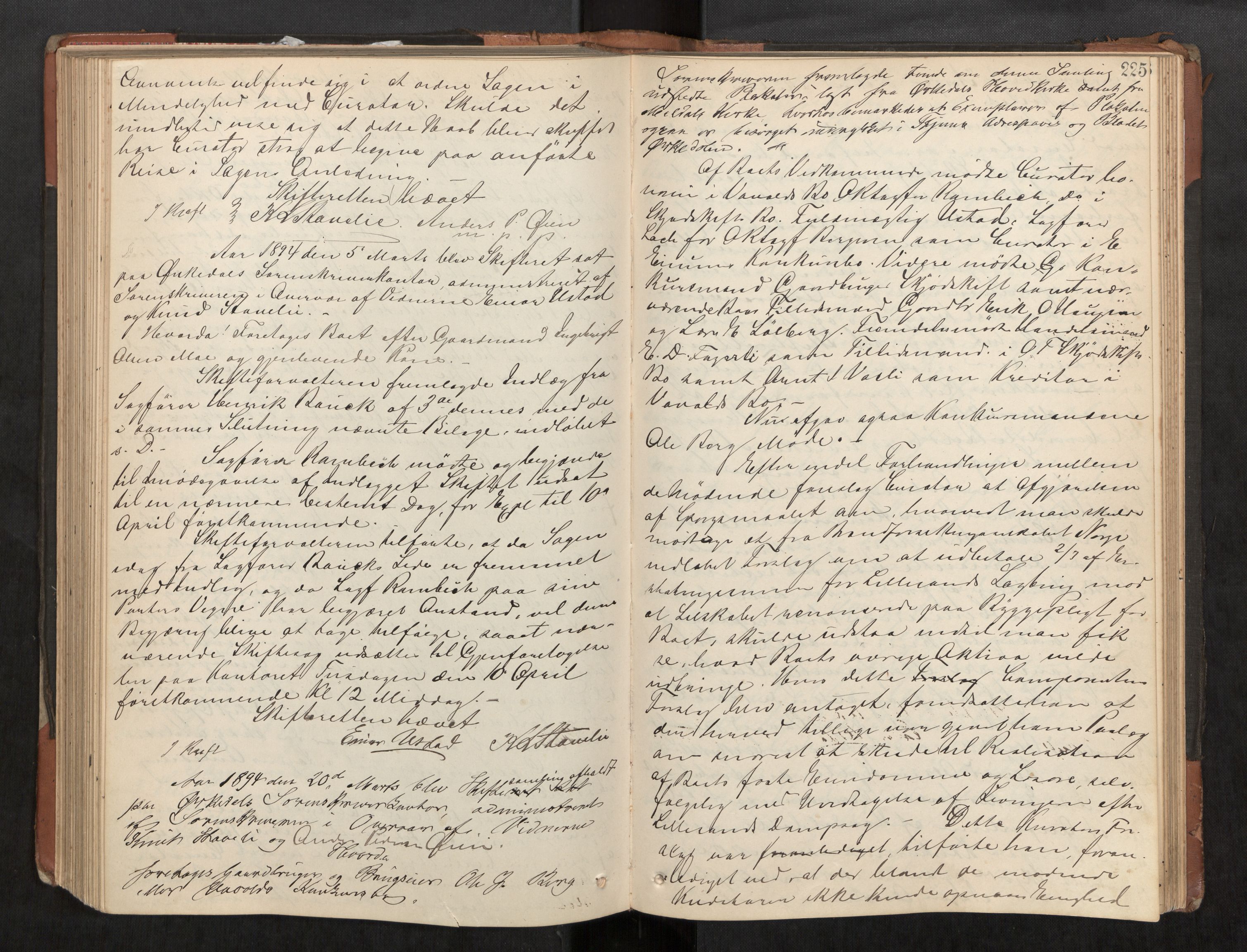Orkdal sorenskriveri, AV/SAT-A-4169/1/3/3B/L0008: Skiftebehandlingsprotokoll, 1885-1896, s. 225