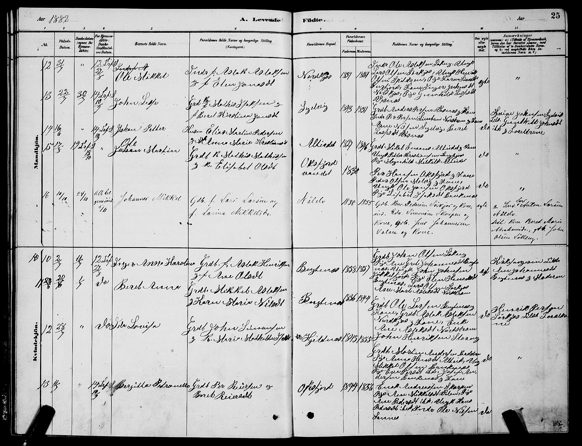 Skjervøy sokneprestkontor, AV/SATØ-S-1300/H/Ha/Hab/L0015klokker: Klokkerbok nr. 15, 1878-1890, s. 25