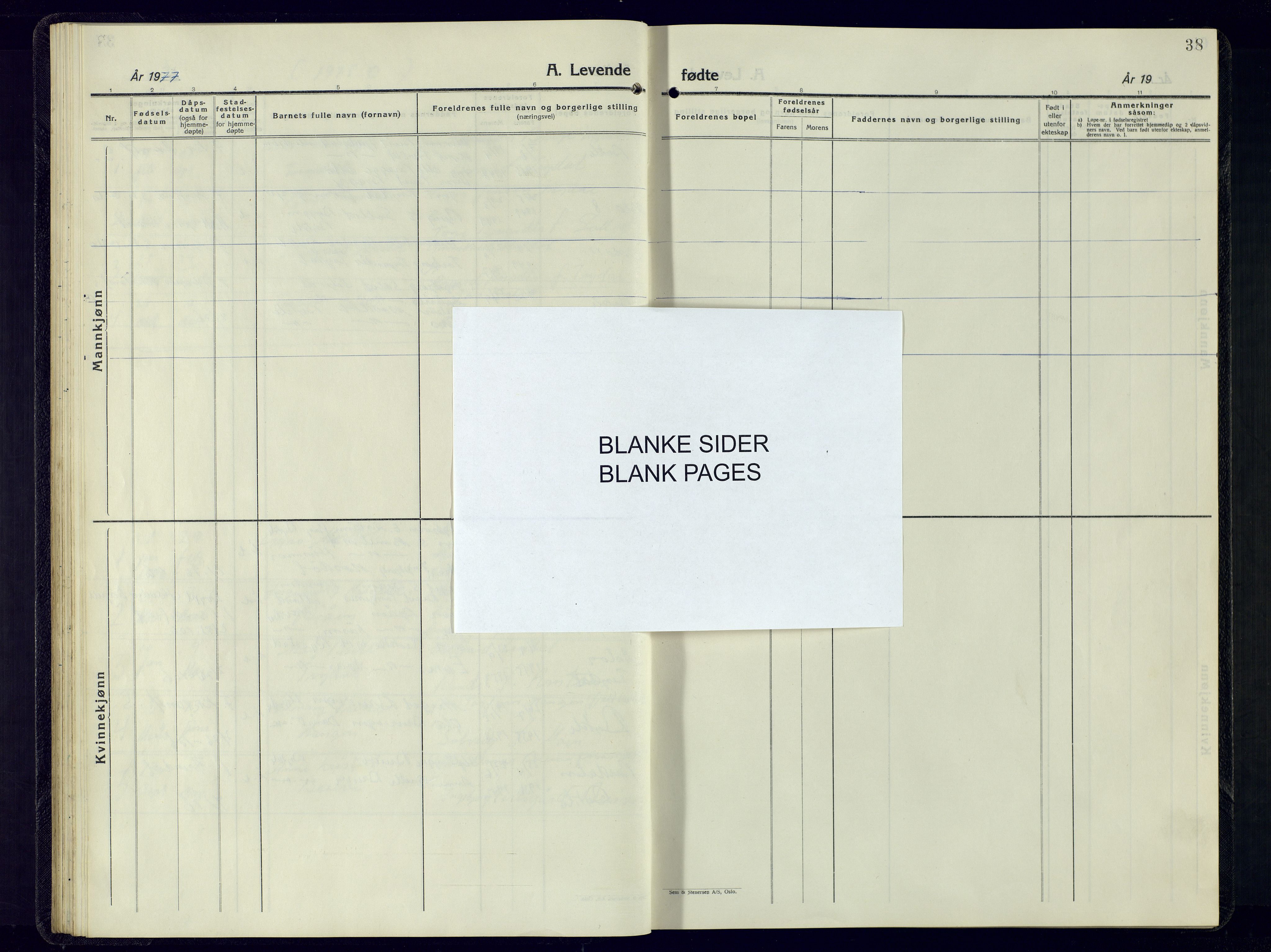 Valle sokneprestkontor, SAK/1111-0044/F/Fb/Fba/L0005: Klokkerbok nr. B-5, 1945-1977, s. 38