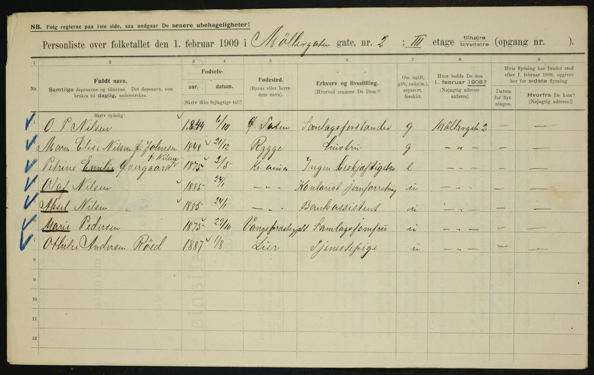 OBA, Kommunal folketelling 1.2.1909 for Kristiania kjøpstad, 1909, s. 61923