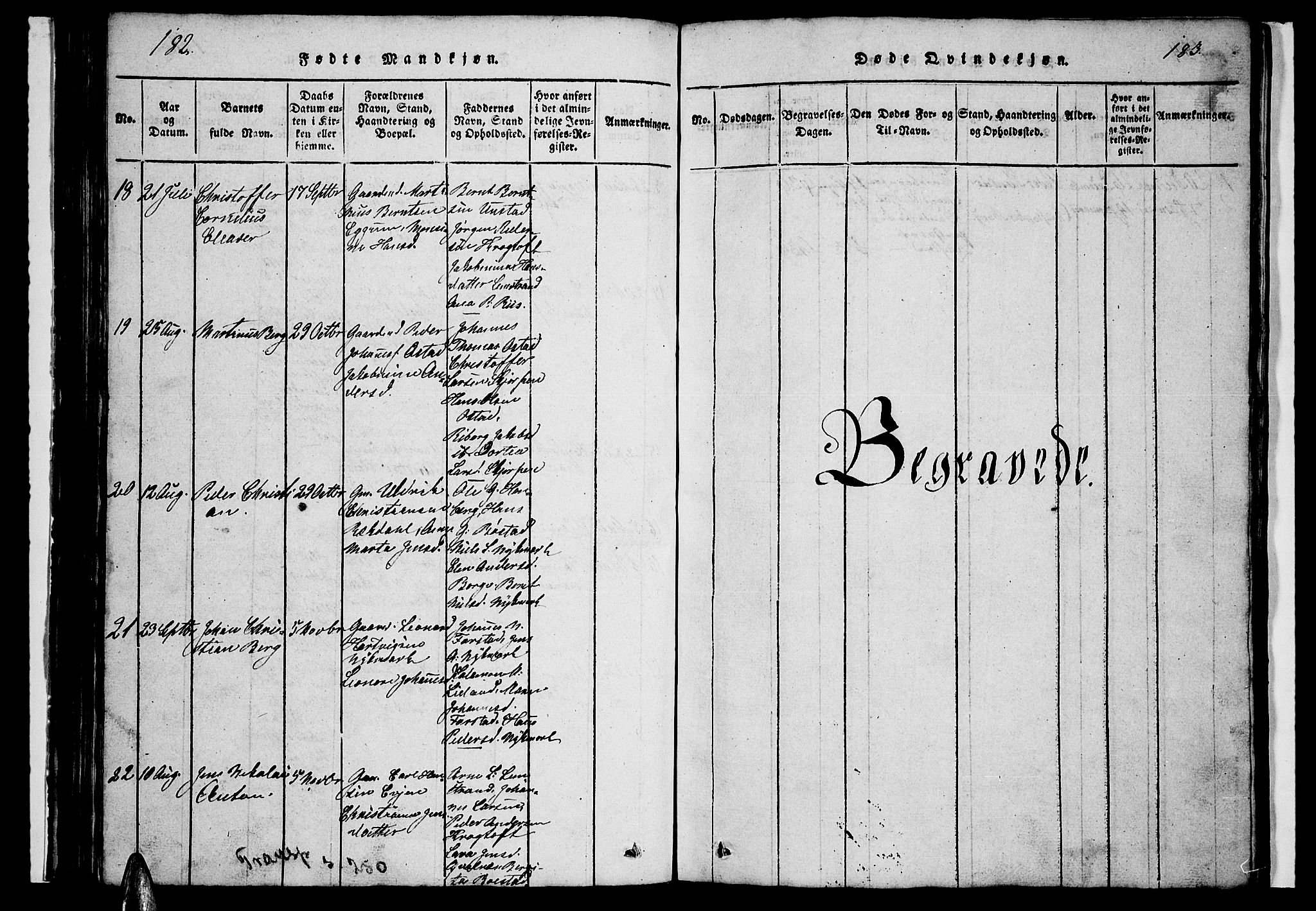 Ministerialprotokoller, klokkerbøker og fødselsregistre - Nordland, SAT/A-1459/880/L1139: Klokkerbok nr. 880C01, 1836-1857, s. 182-183