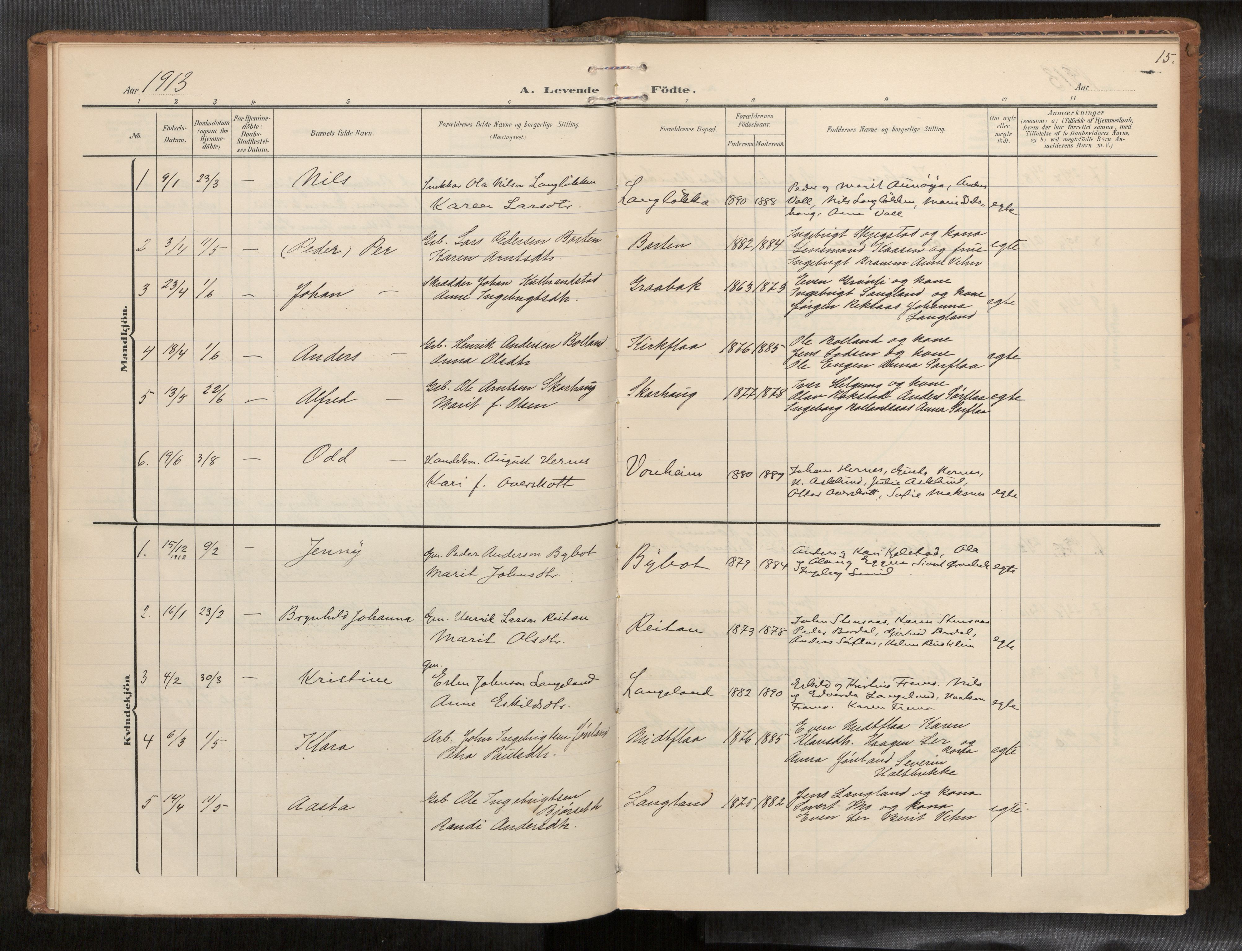 Ministerialprotokoller, klokkerbøker og fødselsregistre - Sør-Trøndelag, AV/SAT-A-1456/693/L1119b: Ministerialbok nr. 693A02, 1906-1936, s. 15