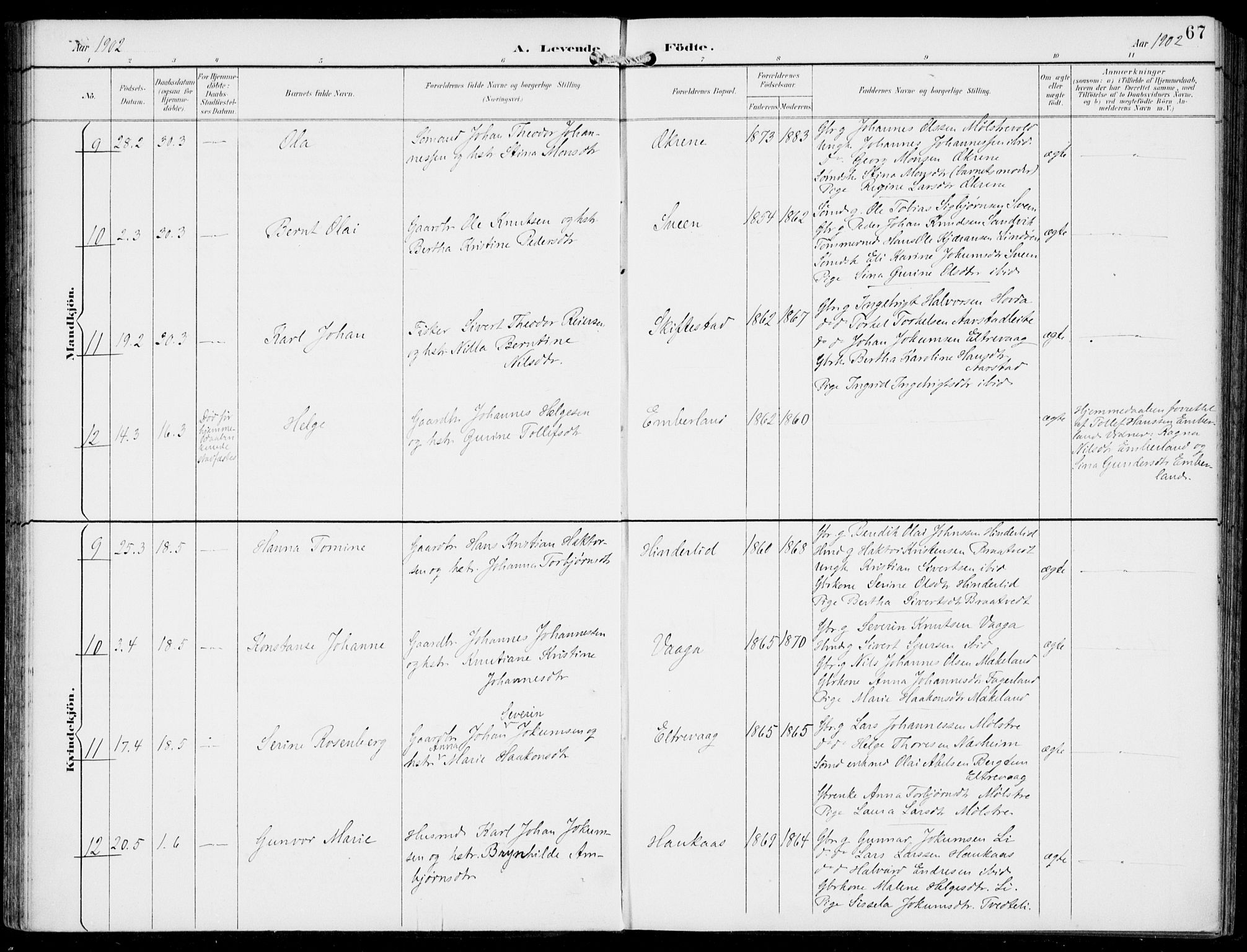 Sveio Sokneprestembete, AV/SAB-A-78501/H/Haa: Ministerialbok nr. B  3, 1894-1906, s. 67