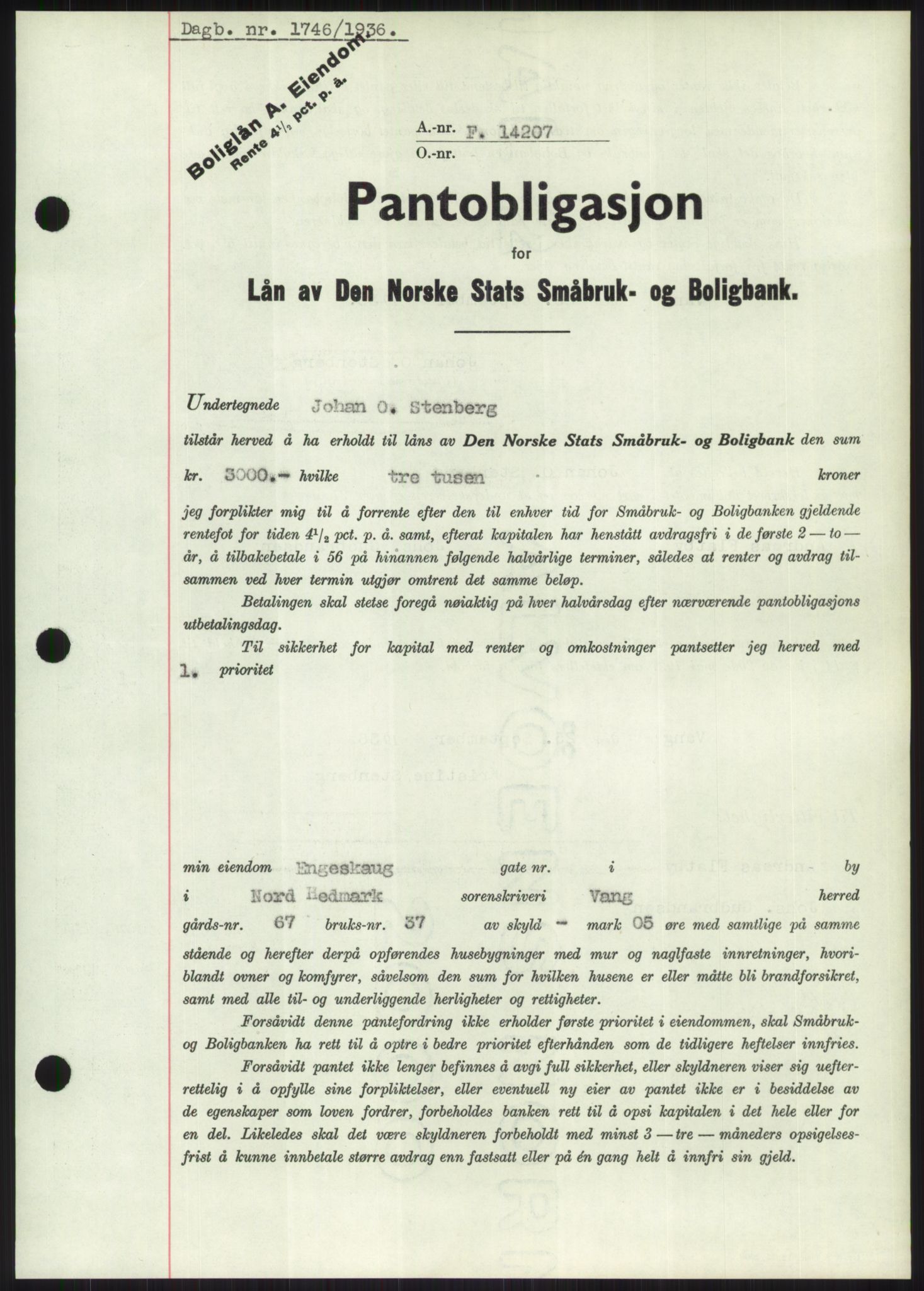 Nord-Hedmark sorenskriveri, SAH/TING-012/H/Hb/Hbf/L0001: Pantebok nr. B1, 1936-1936, Dagboknr: 1746/1936
