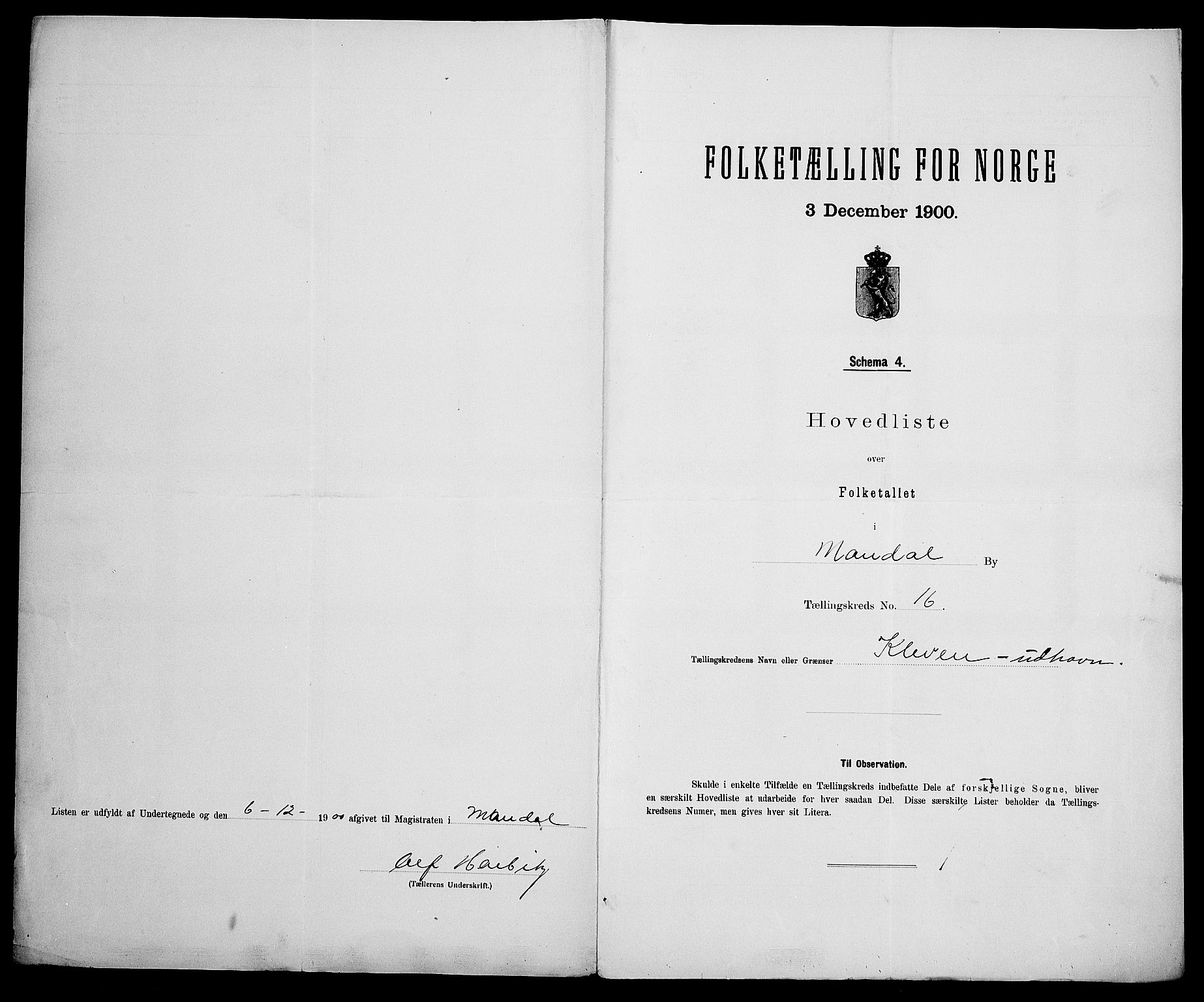 SAK, Folketelling 1900 for 1002 Mandal ladested, 1900, s. 51