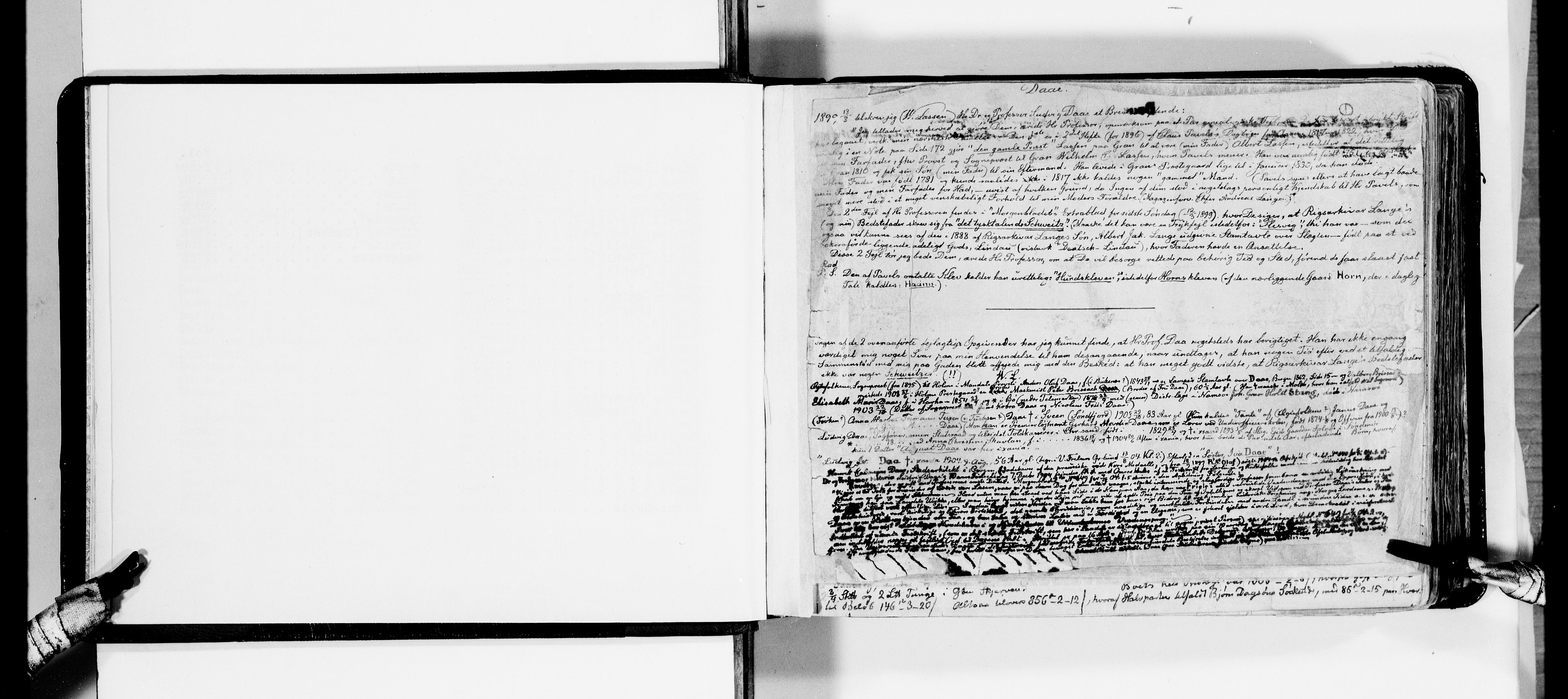 Lassens samlinger, AV/RA-PA-0051/F/Fa/L0011: Personalhistoriske og genealogiske opptegnelser: Daa - Døvle, 1500-1907