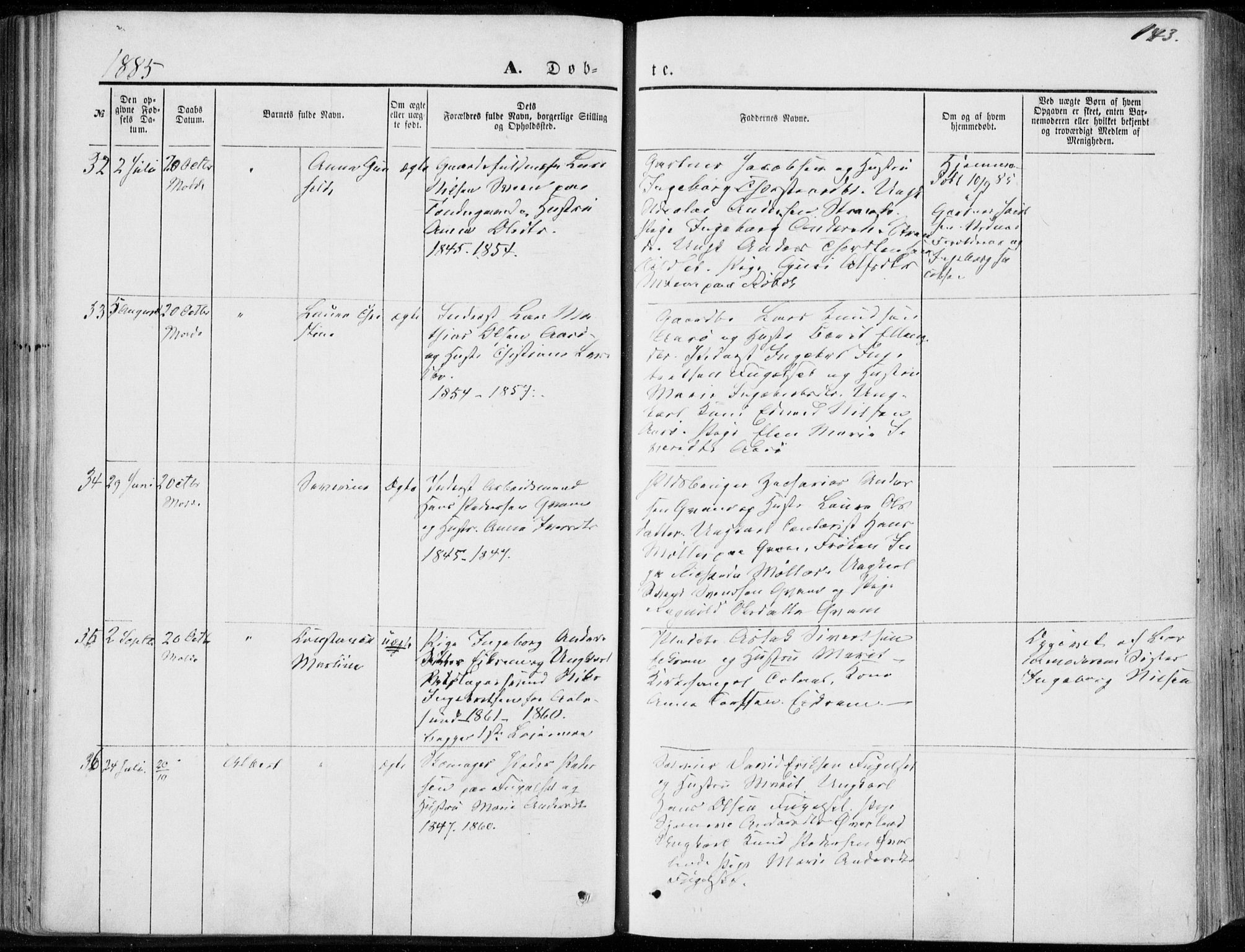 Ministerialprotokoller, klokkerbøker og fødselsregistre - Møre og Romsdal, SAT/A-1454/555/L0655: Ministerialbok nr. 555A05, 1869-1886, s. 143