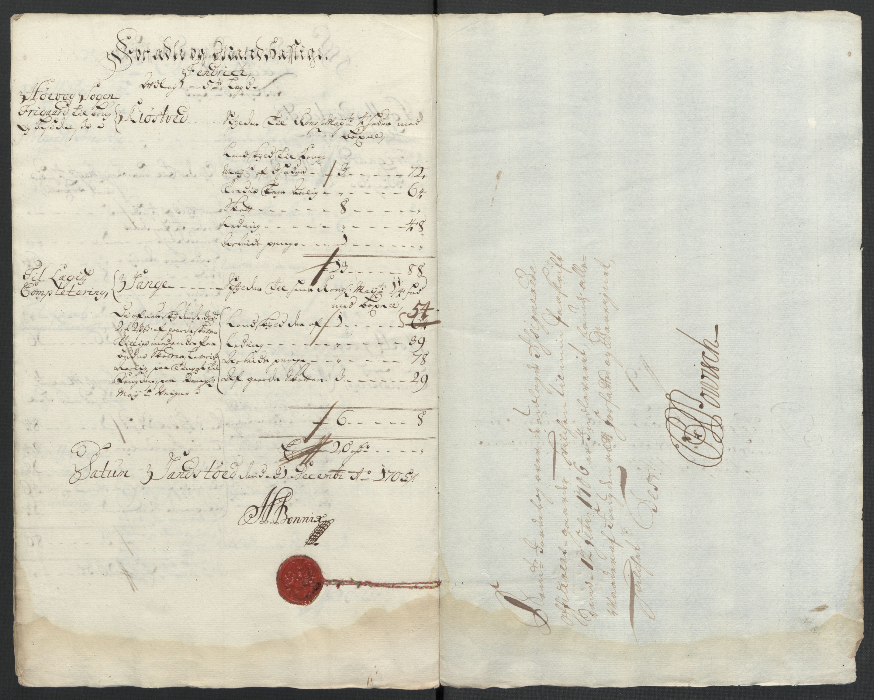 Rentekammeret inntil 1814, Reviderte regnskaper, Fogderegnskap, AV/RA-EA-4092/R39/L2317: Fogderegnskap Nedenes, 1704-1705, s. 457