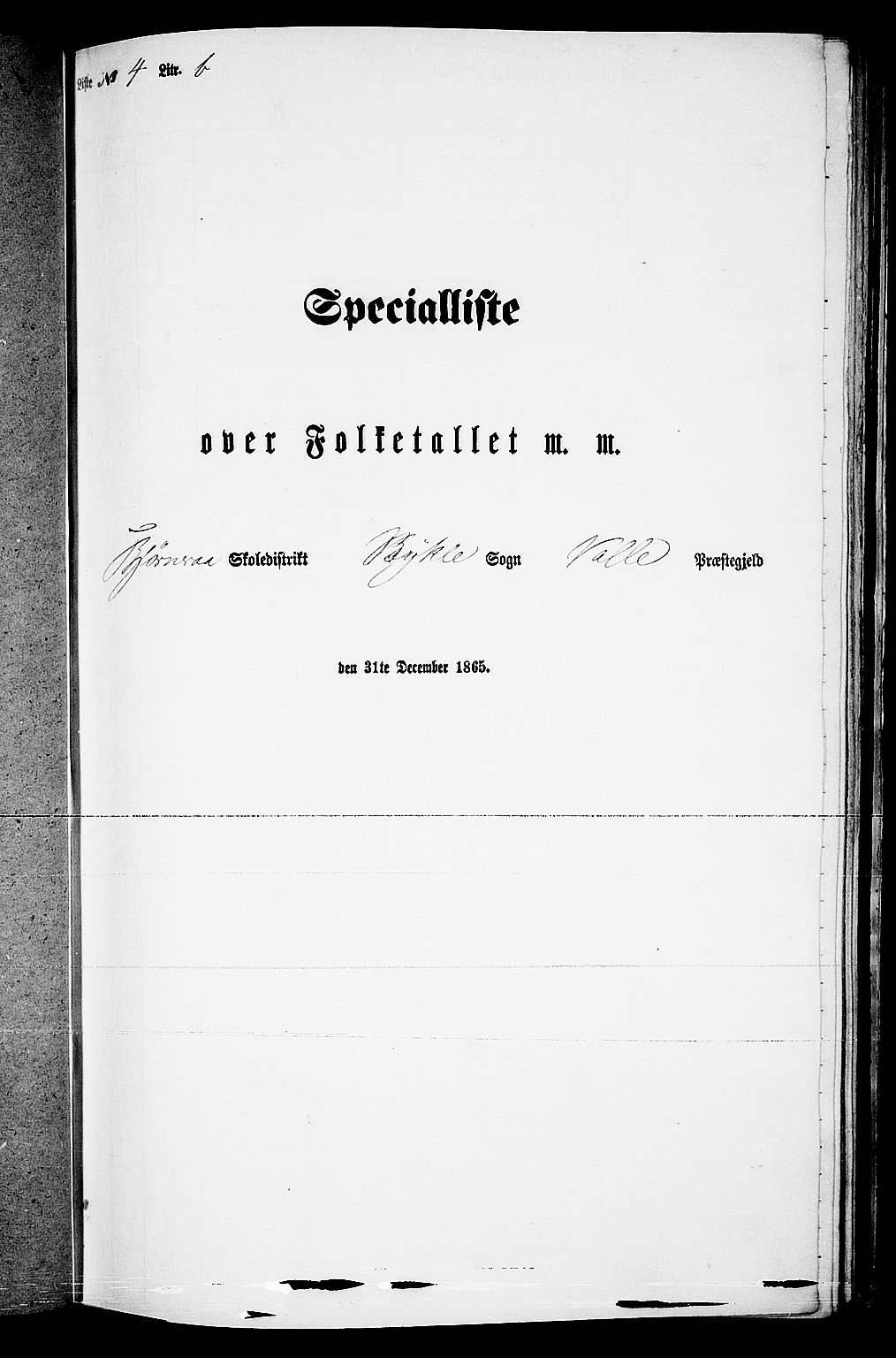 RA, Folketelling 1865 for 0940P Valle prestegjeld, 1865, s. 73