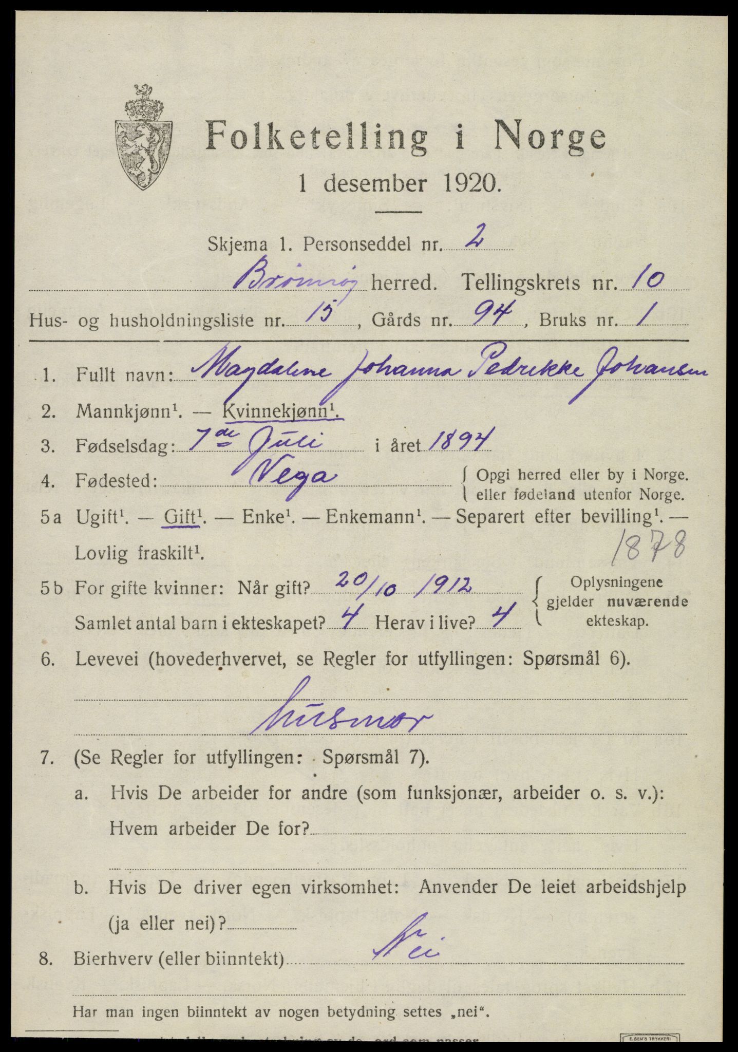 SAT, Folketelling 1920 for 1814 Brønnøy herred, 1920, s. 7758