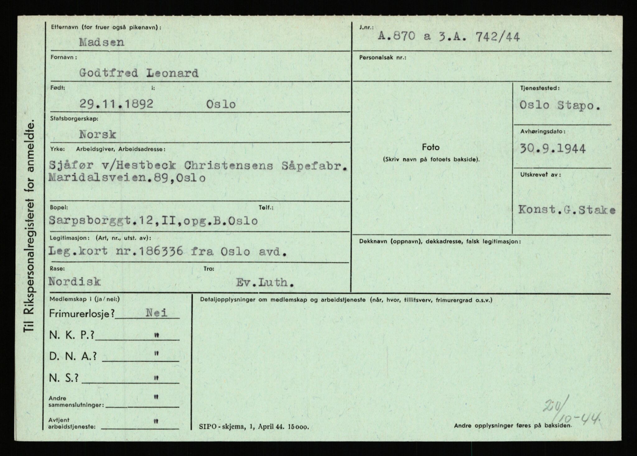 Statspolitiet - Hovedkontoret / Osloavdelingen, AV/RA-S-1329/C/Ca/L0010: Lind - Moksnes, 1943-1945, s. 2383