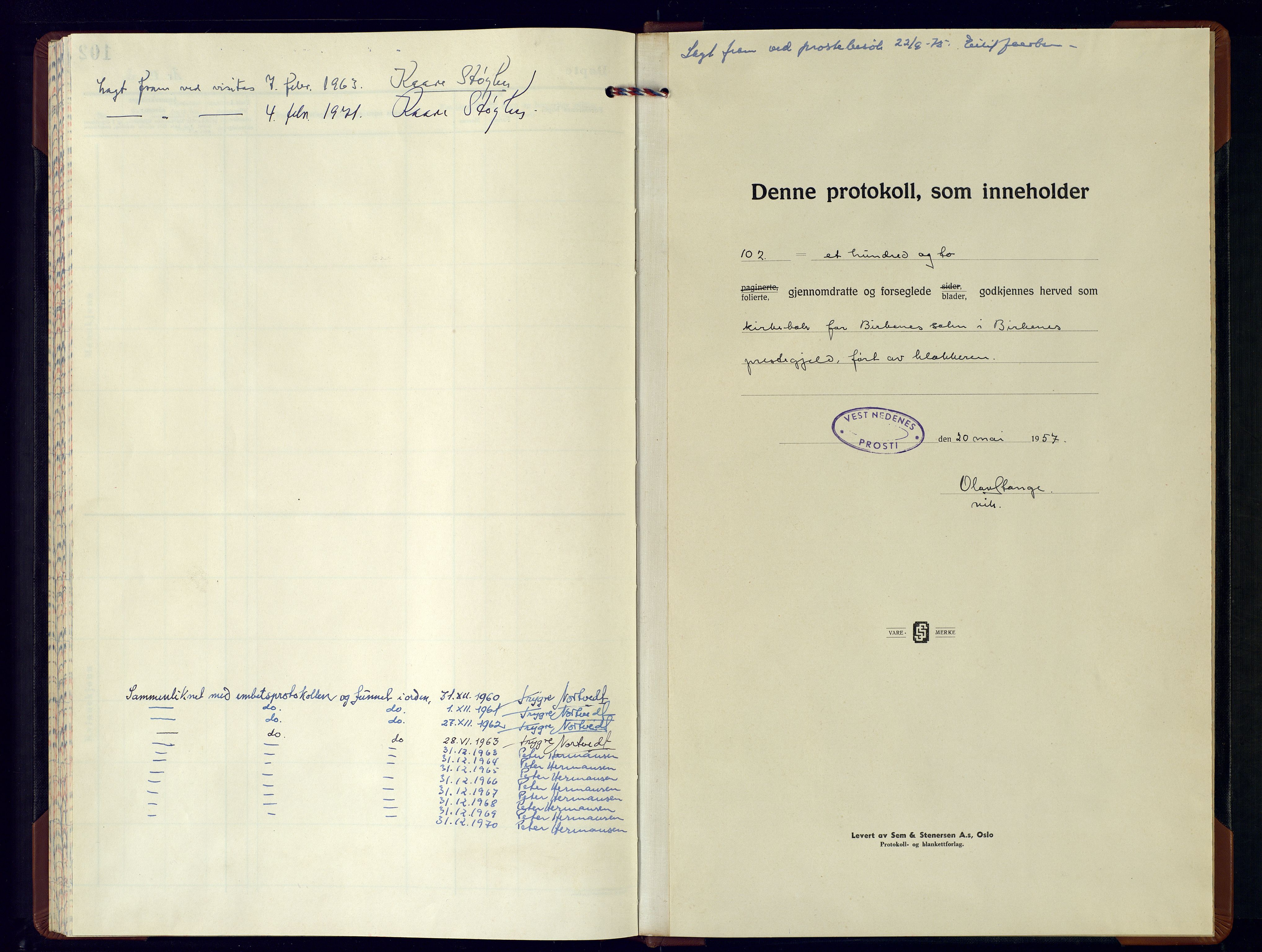 Birkenes sokneprestkontor, AV/SAK-1111-0004/F/Fb/L0006: Klokkerbok nr. B-6, 1957-1981