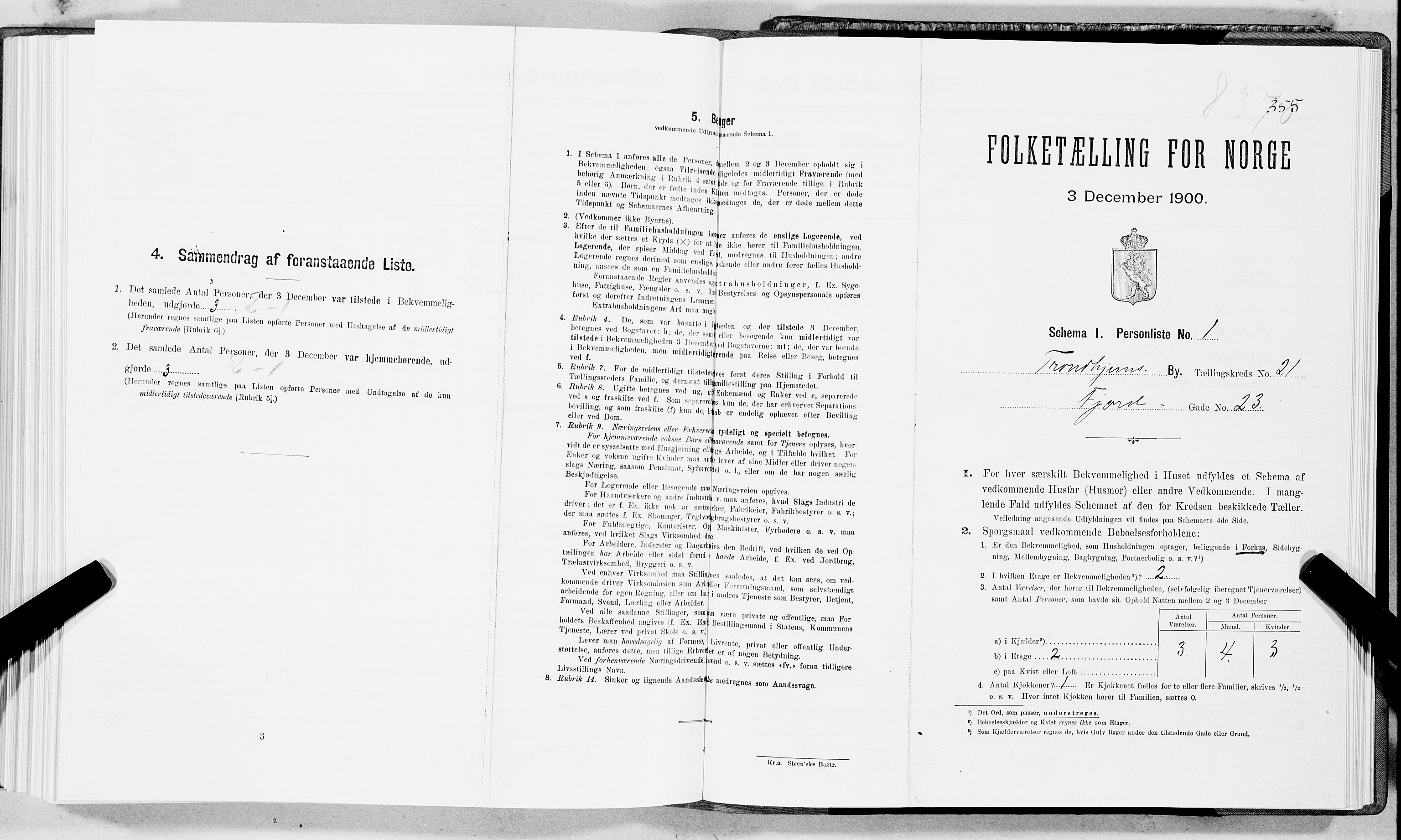 SAT, Folketelling 1900 for 1601 Trondheim kjøpstad, 1900, s. 3420