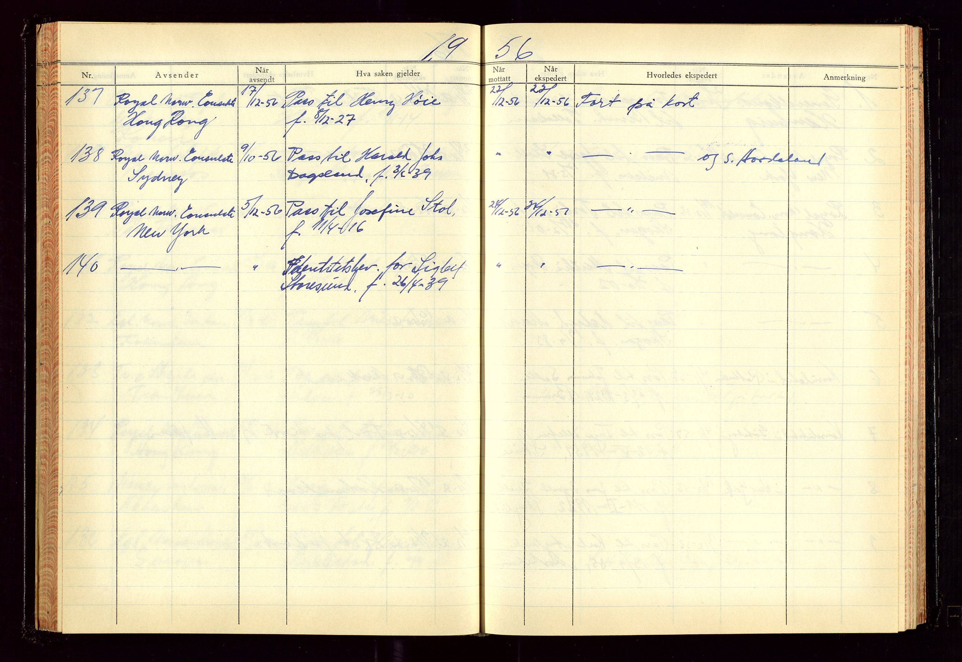 Haugesund politikammer, AV/SAST-A-100440/K/L0007: Passjournal (16 12 53-07 1065), 1953-1965, s. 66