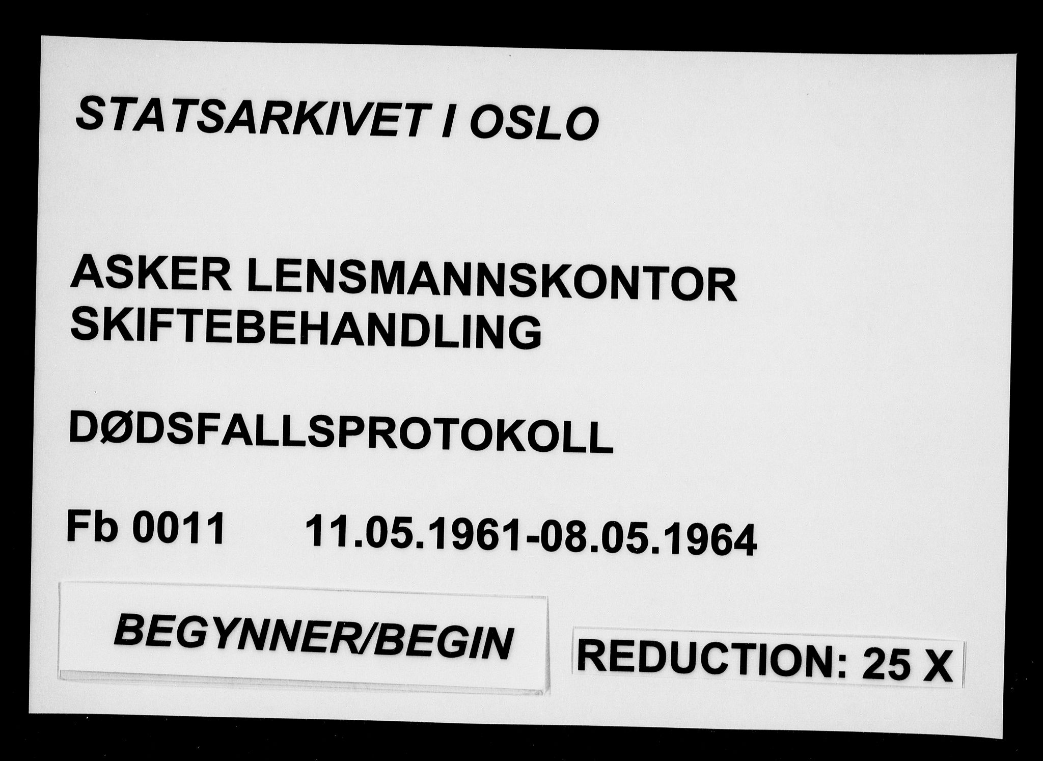 Asker lensmannskontor, SAO/A-10244/H/Ha/Haa/L0011: Dødsanmeldelsesprotokoller, 1961-1964