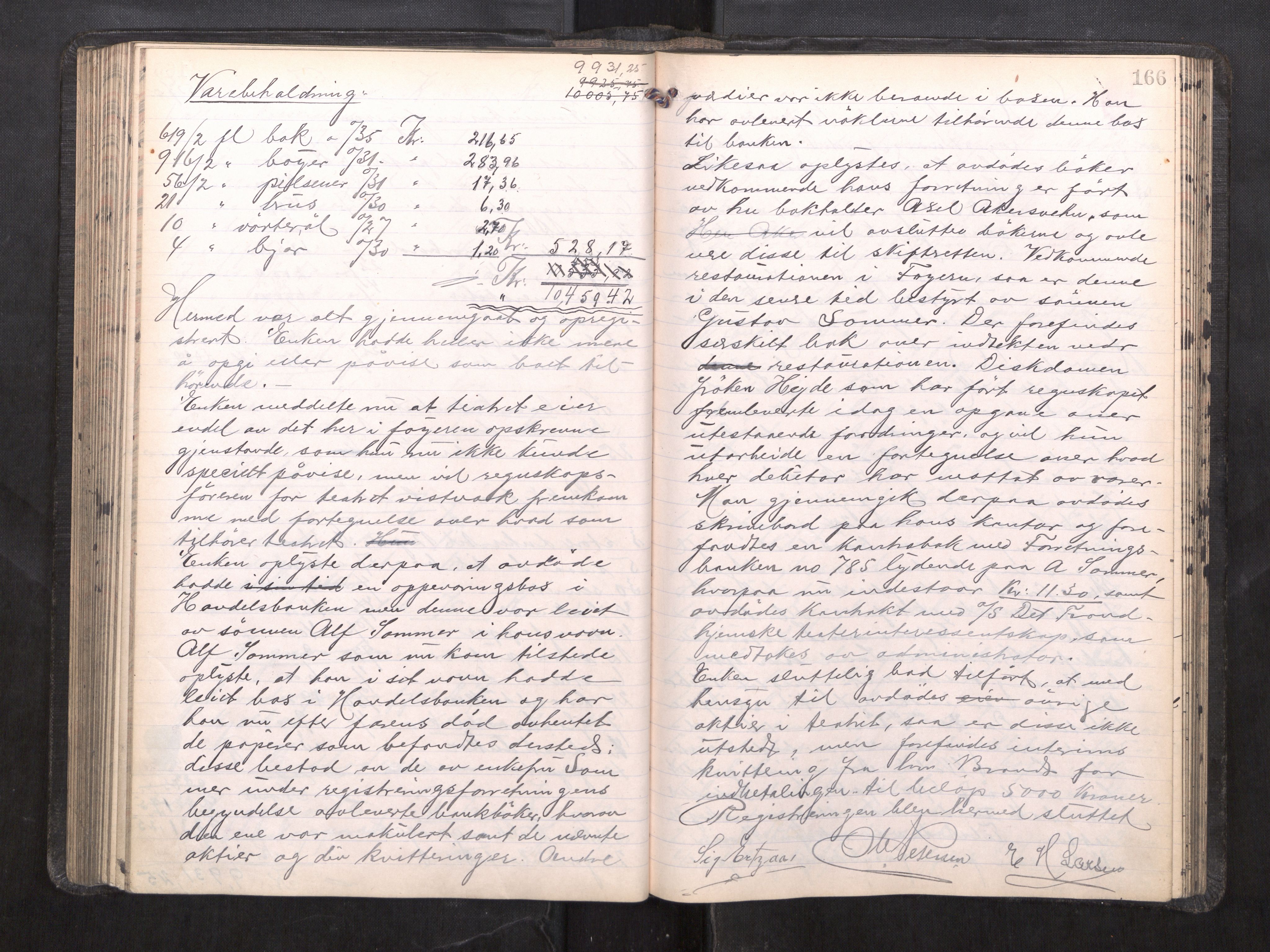 Trondheim byfogd, AV/SAT-A-0003/1/3/3C/L0039: Skifteregistreringsprotokoll - 2/2-27/9. (u/ register), 1921-1922, s. 166