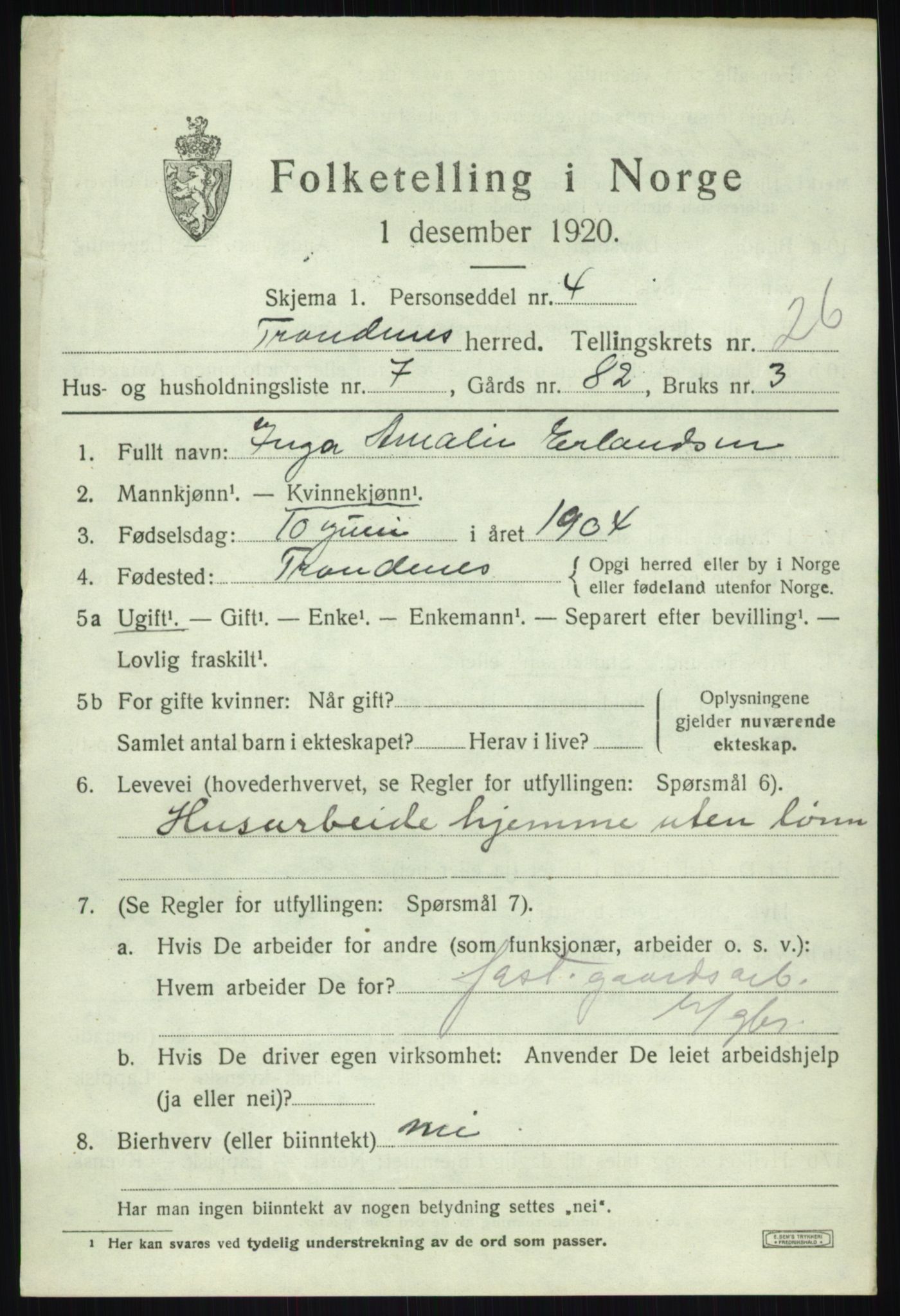 SATØ, Folketelling 1920 for 1914 Trondenes herred, 1920, s. 18926