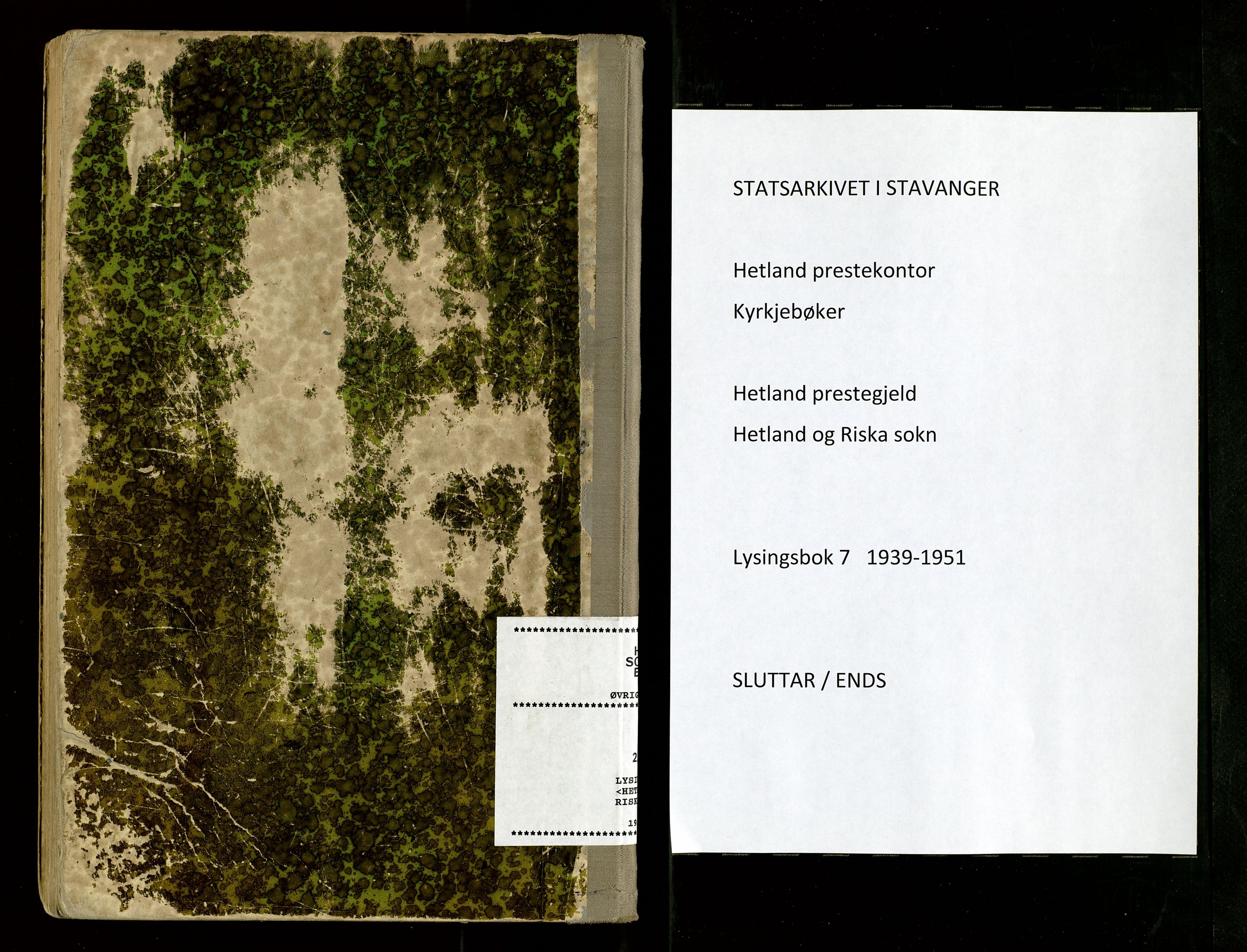 Hetland sokneprestkontor, AV/SAST-A-101826/70/705BA/L0007: Lysningsprotokoll nr. 7, 1939-1951