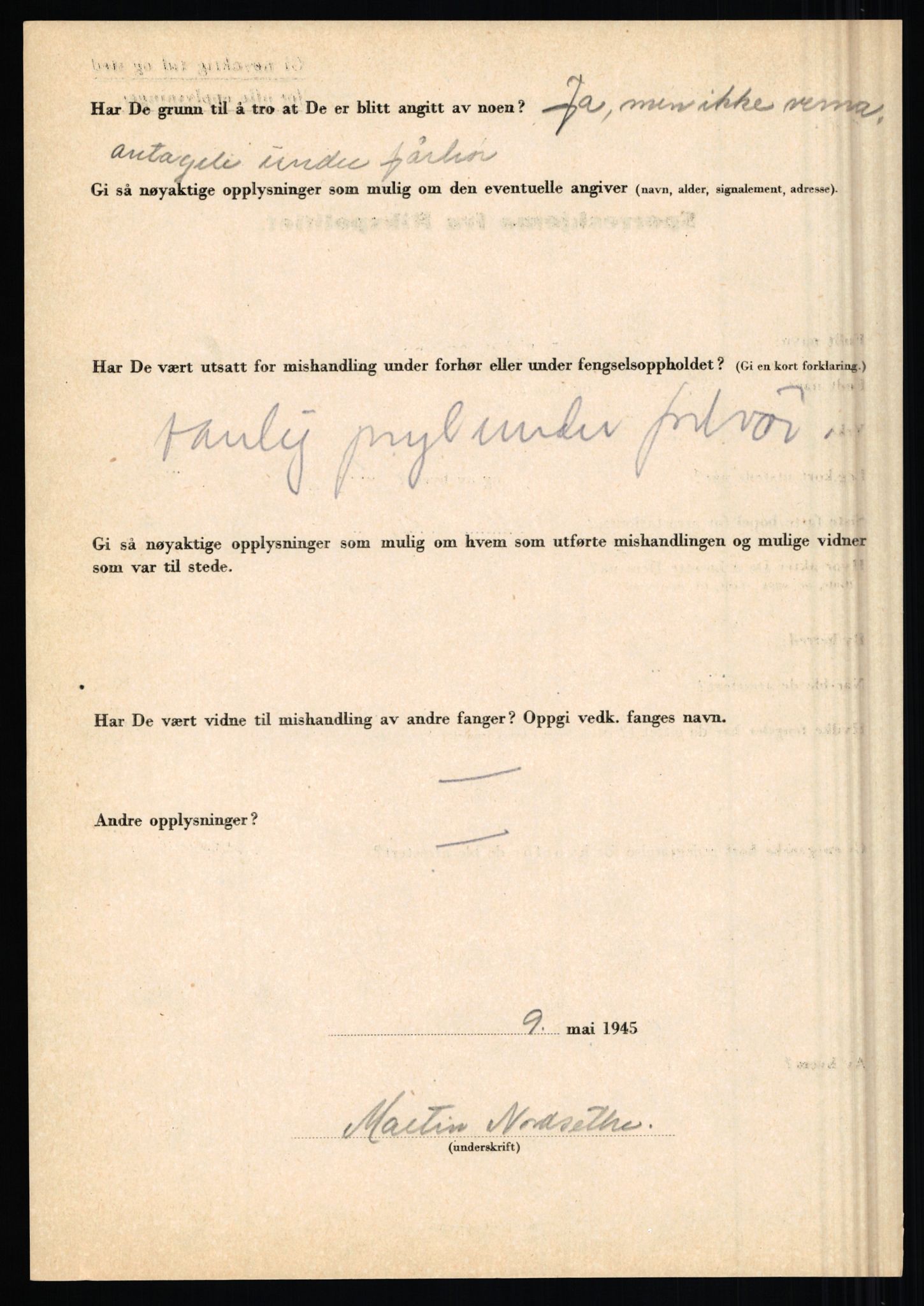 Rikspolitisjefen, AV/RA-S-1560/L/L0012: Mogensen, Øivind - Noraas, Lars, 1940-1945, s. 1045