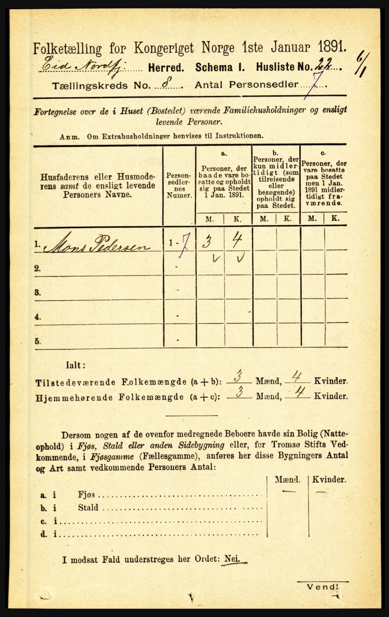 RA, Folketelling 1891 for 1443 Eid herred, 1891, s. 1970