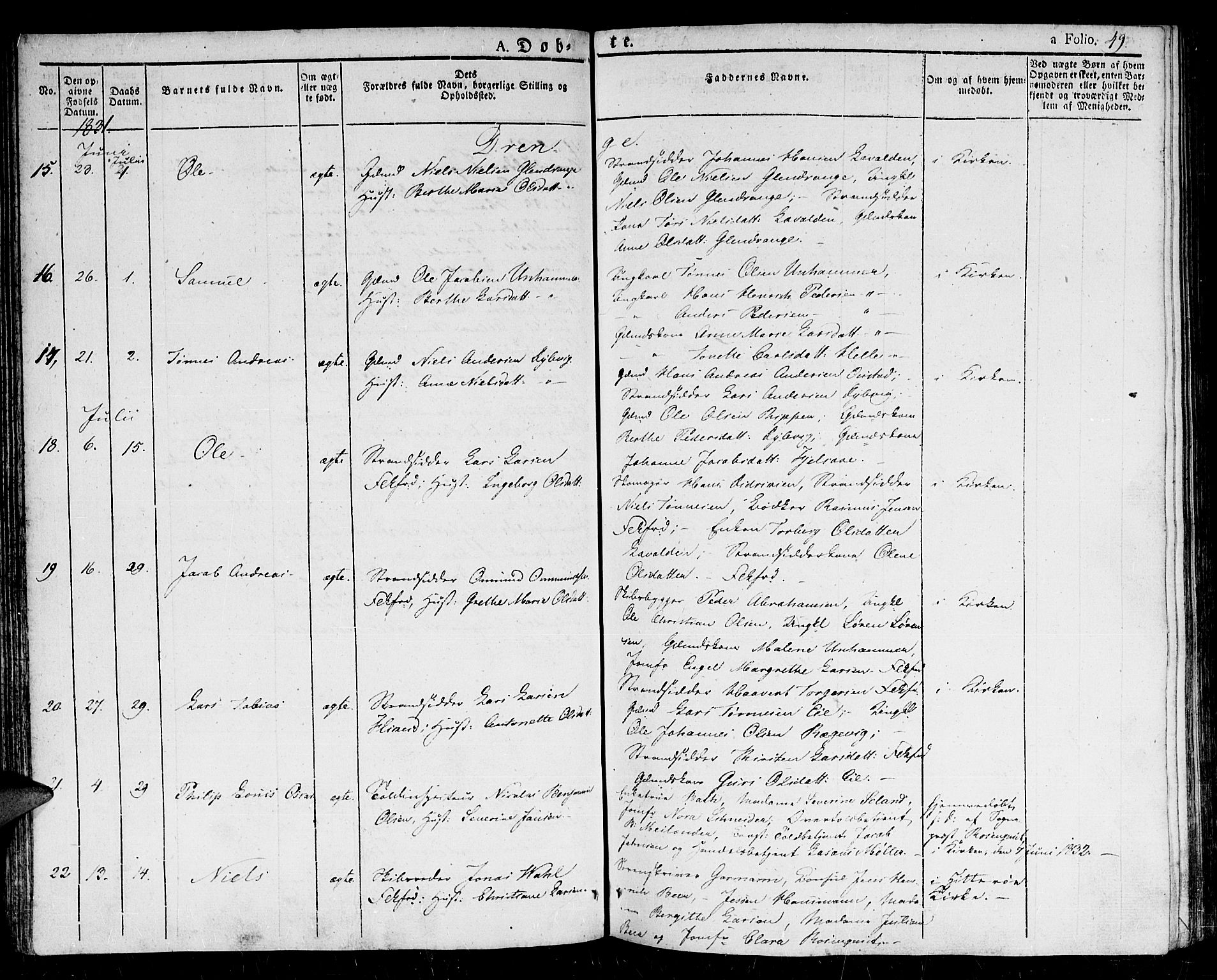 Flekkefjord sokneprestkontor, AV/SAK-1111-0012/F/Fb/Fbc/L0004: Klokkerbok nr. B 4, 1827-1846, s. 49