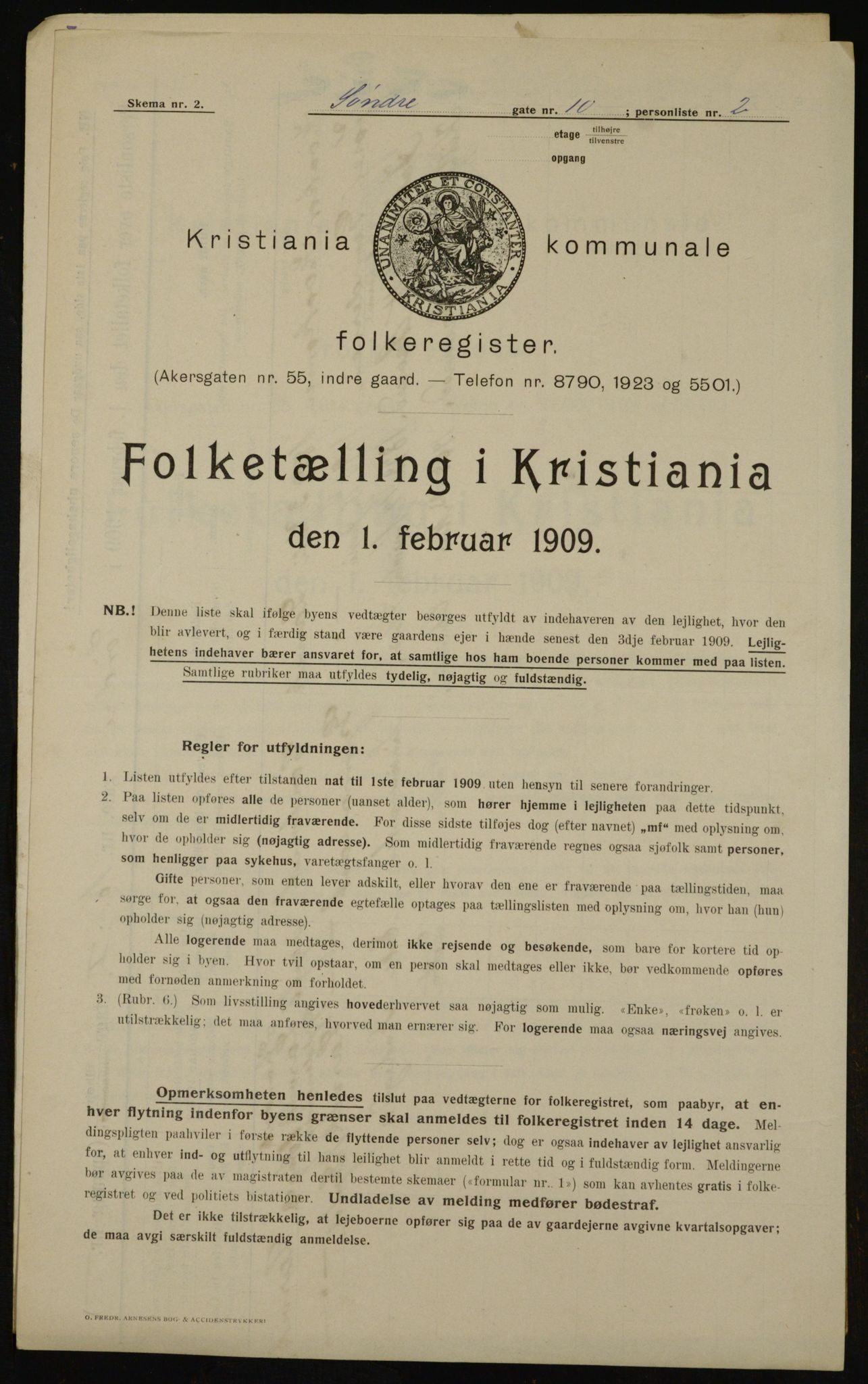 OBA, Kommunal folketelling 1.2.1909 for Kristiania kjøpstad, 1909, s. 96408