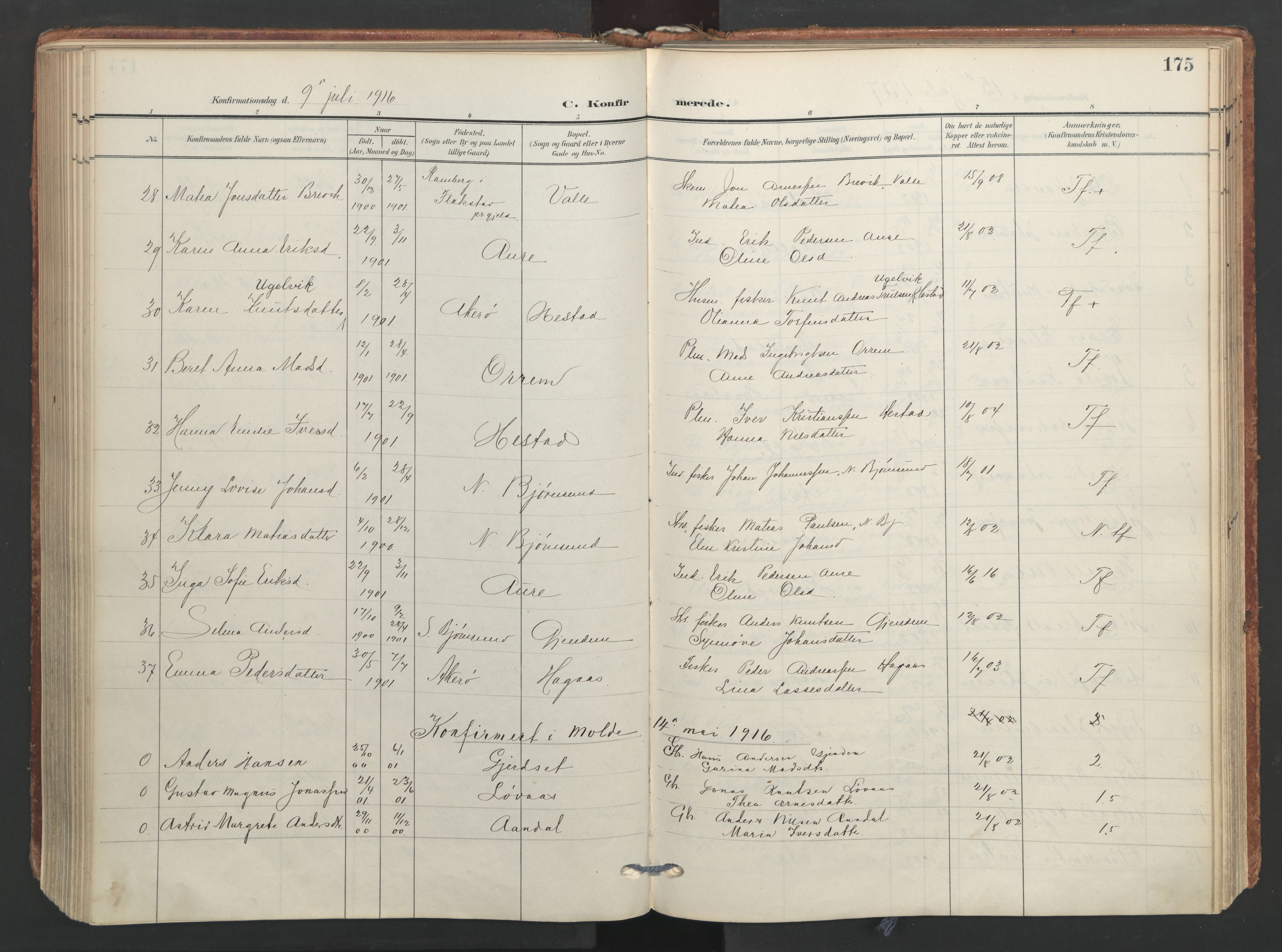 Ministerialprotokoller, klokkerbøker og fødselsregistre - Møre og Romsdal, AV/SAT-A-1454/565/L0751: Ministerialbok nr. 565A05, 1905-1979, s. 175