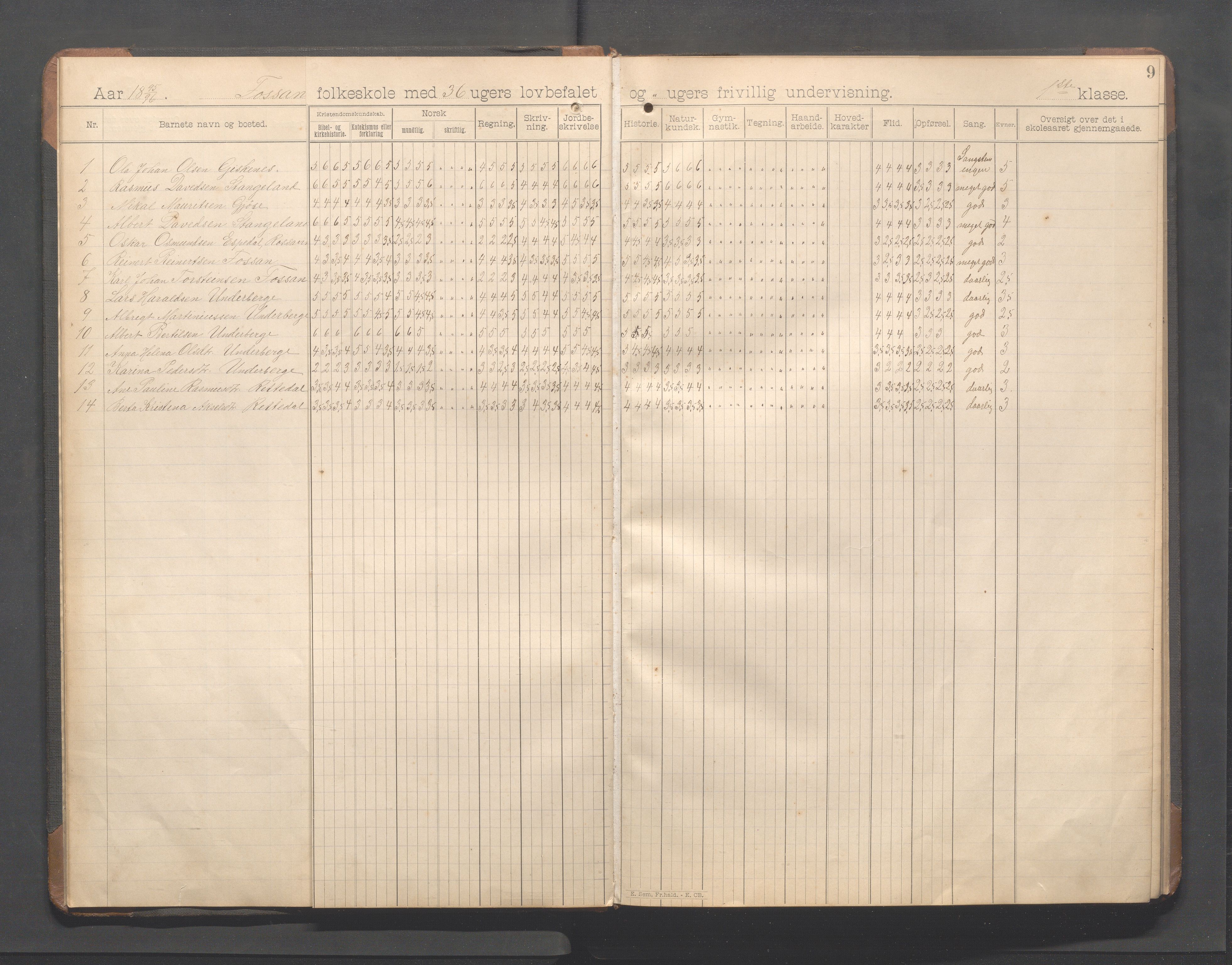 Forsand kommune - Forsand skole, IKAR/K-101611/H/L0001: Skoleprotokoll - folkeskolen, 1894-1917, s. 9