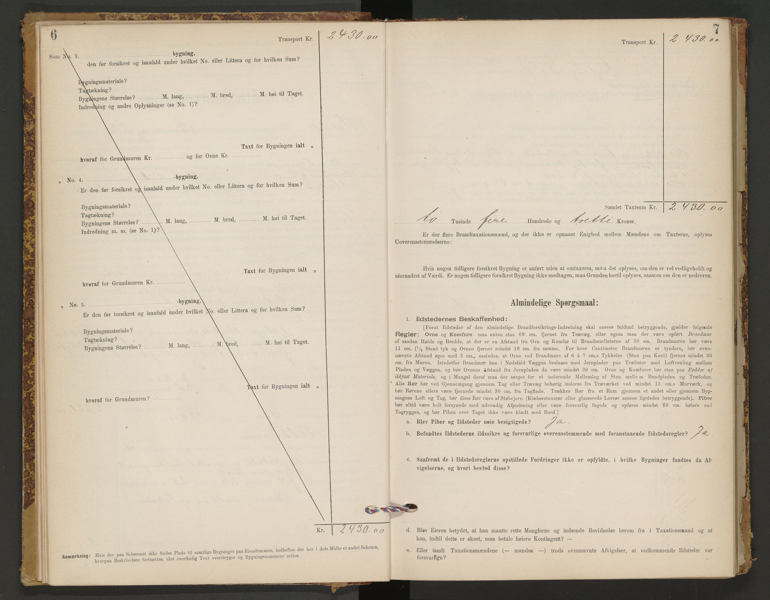 Norges Brannkasse Malvik, AV/SAT-A-1289/Fb/L0001: Branntakstprotokoll, 1895-1945, s. 6-7