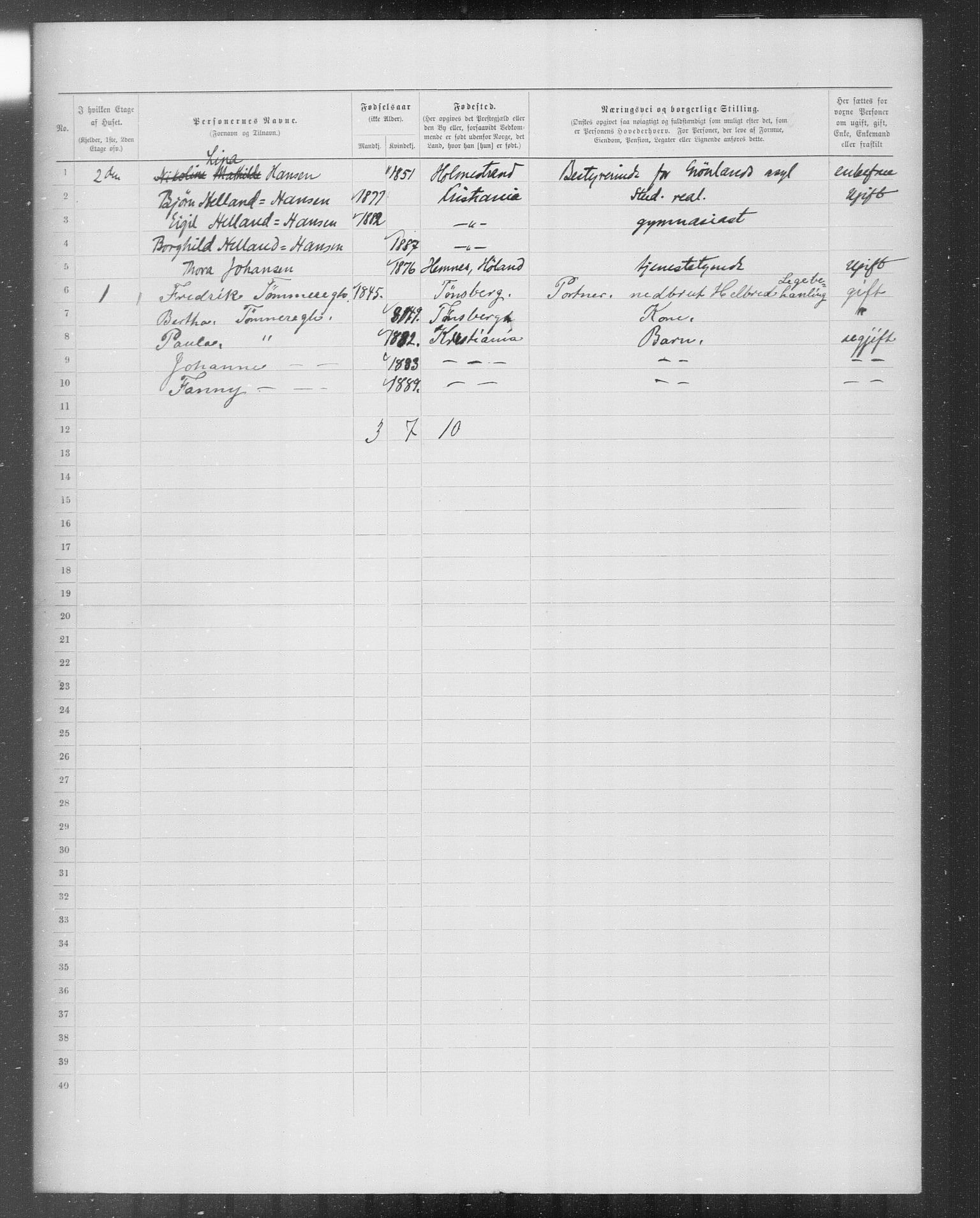 OBA, Kommunal folketelling 31.12.1899 for Kristiania kjøpstad, 1899, s. 9315