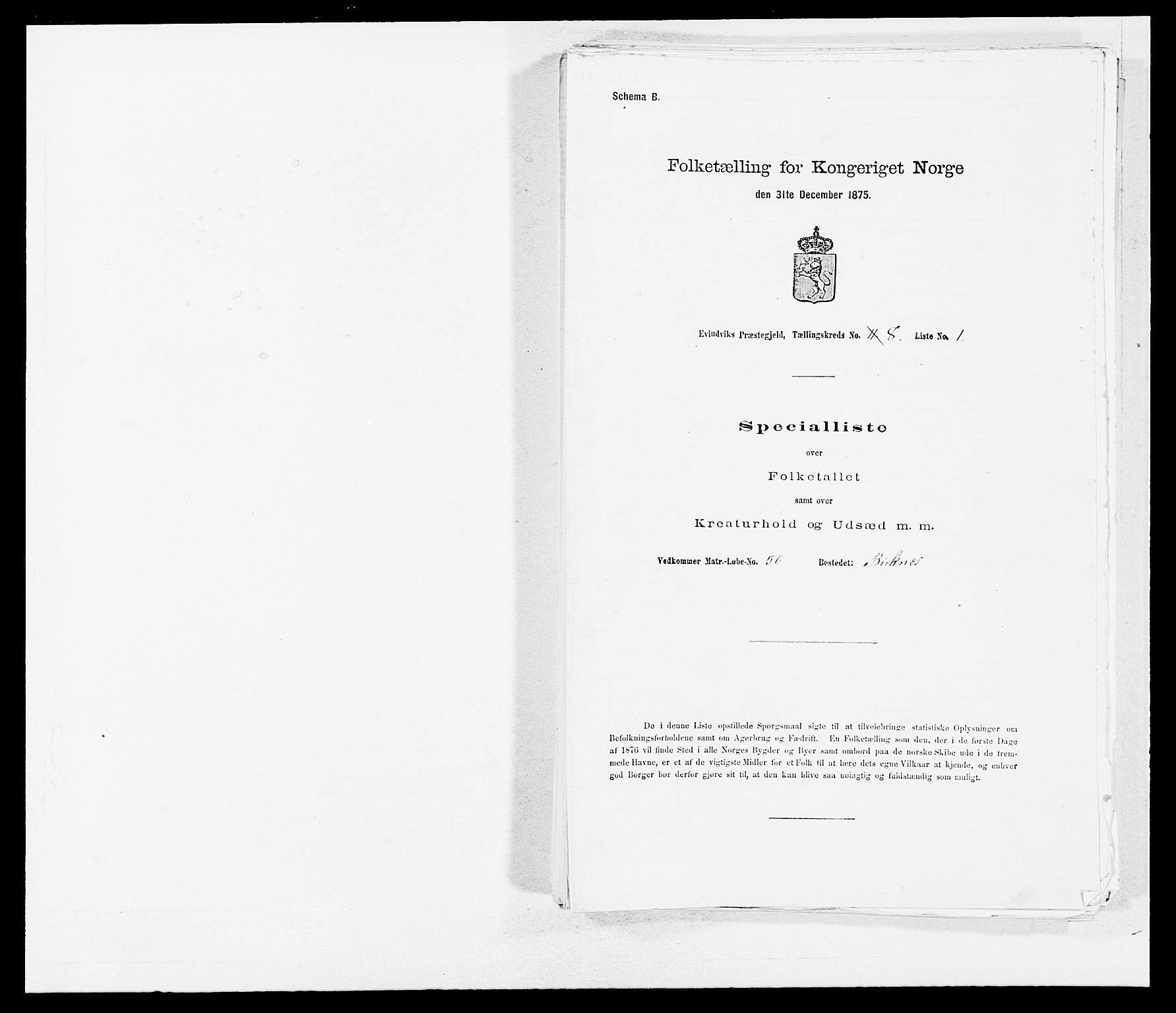 SAB, Folketelling 1875 for 1411P Eivindvik prestegjeld, 1875, s. 704