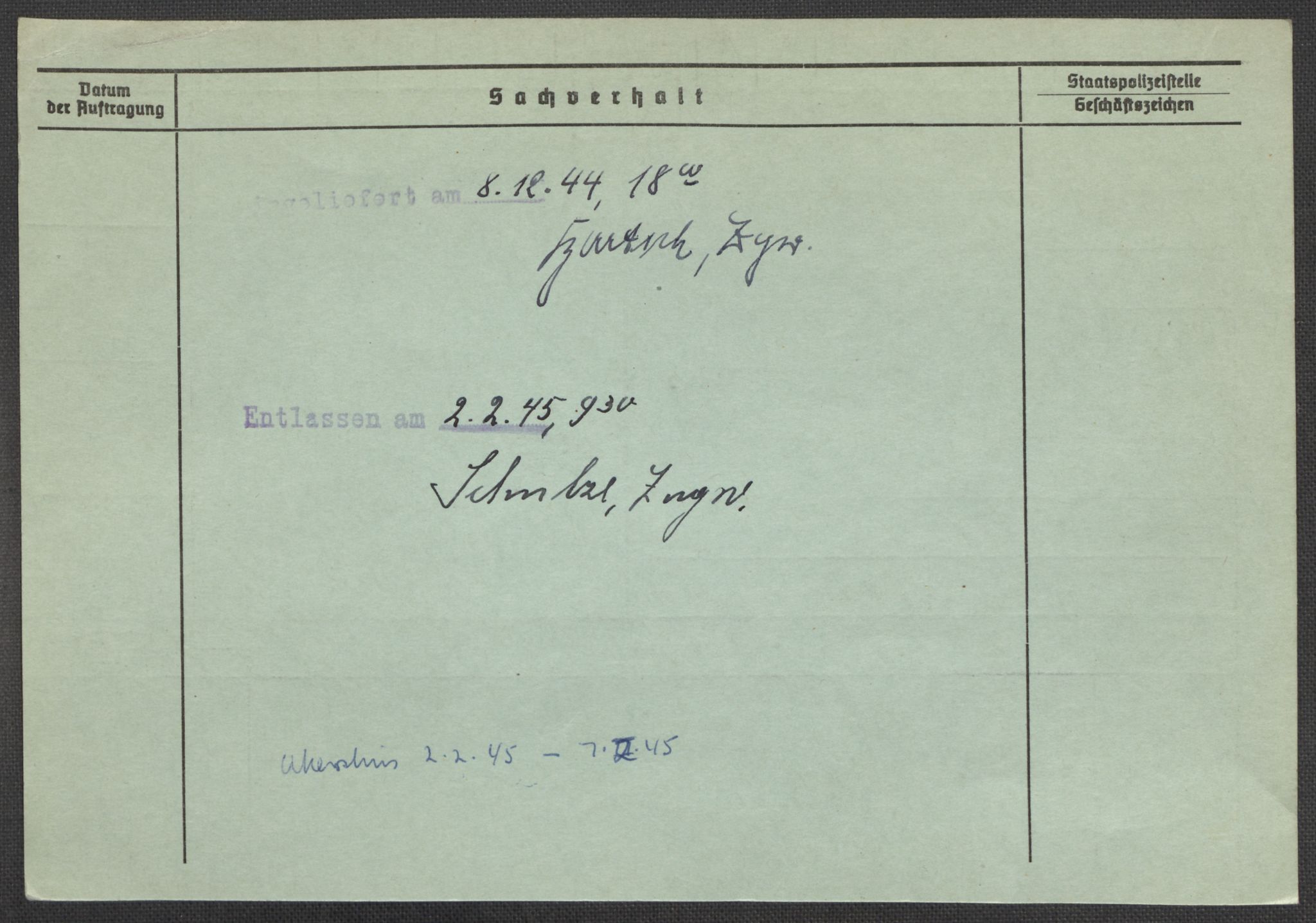 Befehlshaber der Sicherheitspolizei und des SD, AV/RA-RAFA-5969/E/Ea/Eaa/L0008: Register over norske fanger i Møllergata 19: Oelze-Ru, 1940-1945, s. 447